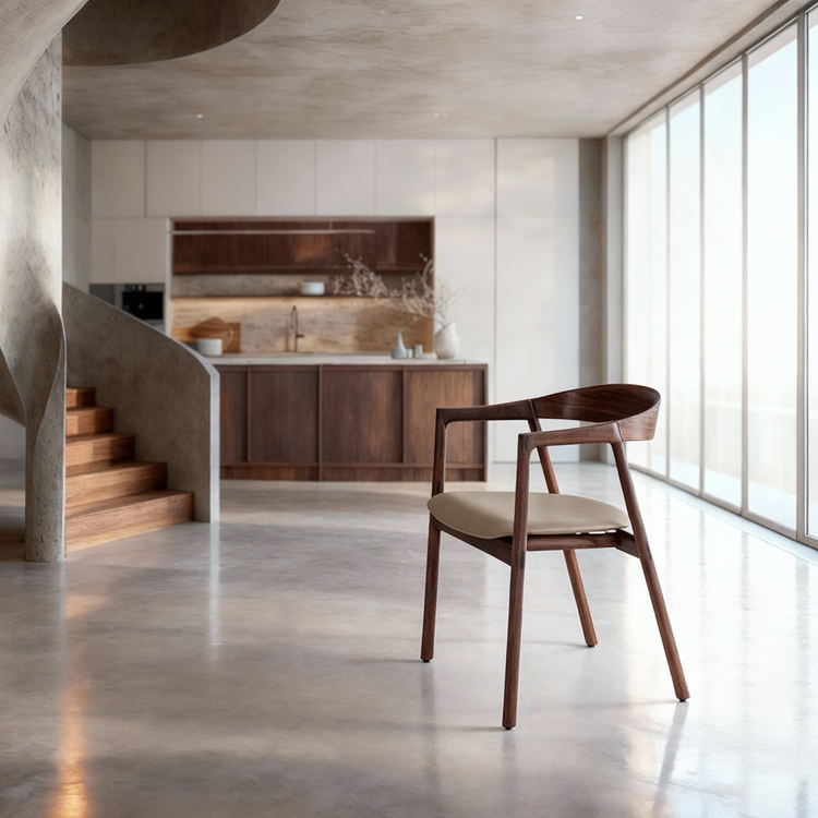 Muna Chair - Walnut, Upholstered