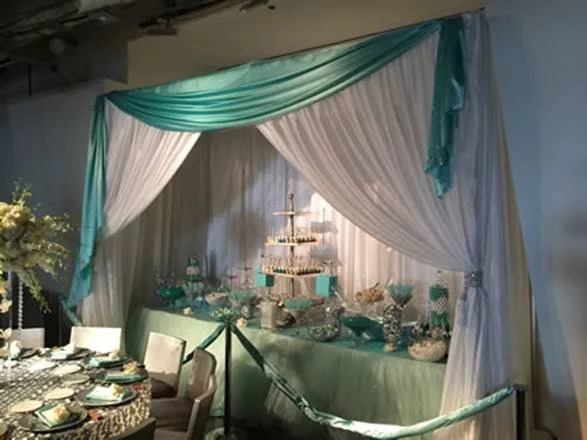 Pipe & Drape with Matching Linens and Desserts