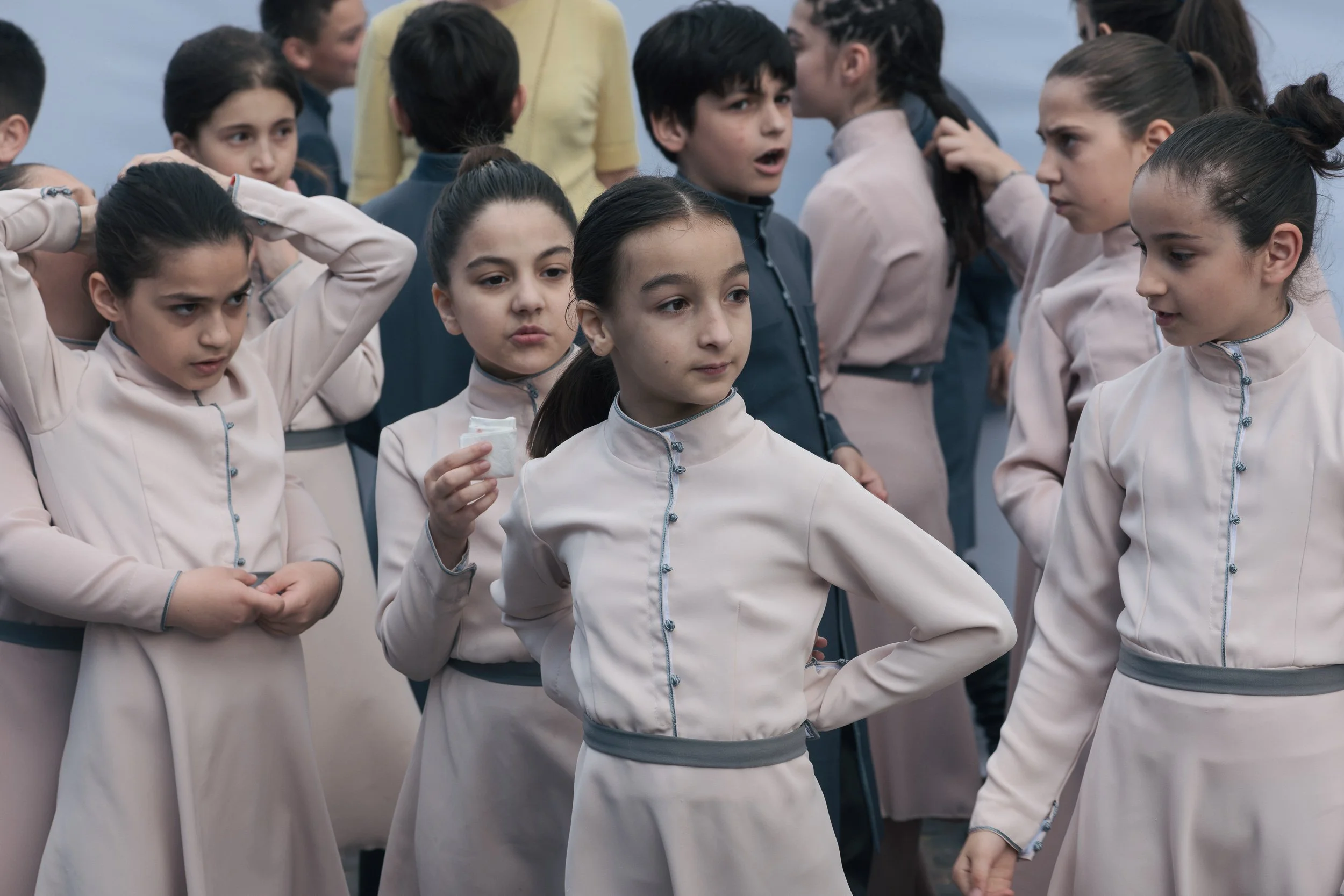 Tbilisi. Children in traditional costumes during Georgia's 101st Independence Day anniversary celebrations.