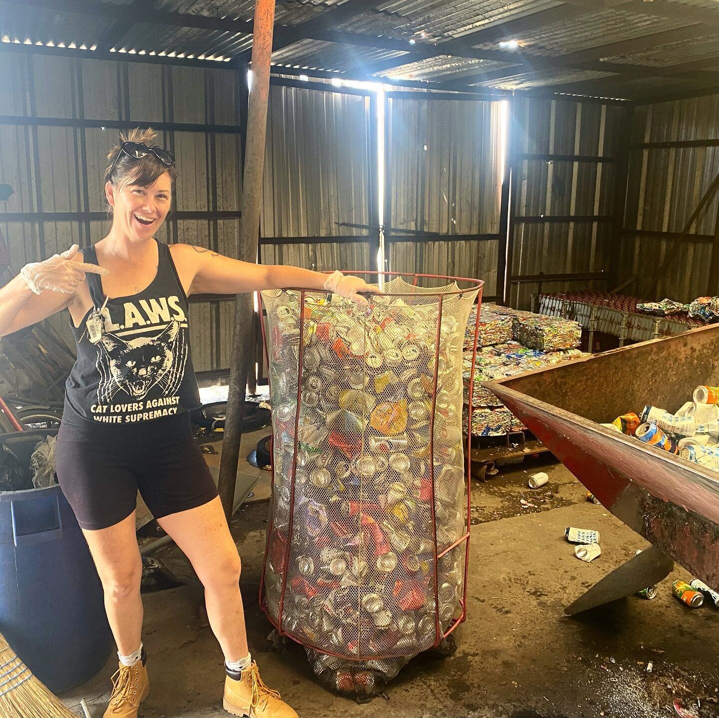 We recycled around 3,400 cans from @dazebetweennola collected by @restartrecycling ✨ ft Erin&rsquo;s iconic CLAWS shirt
