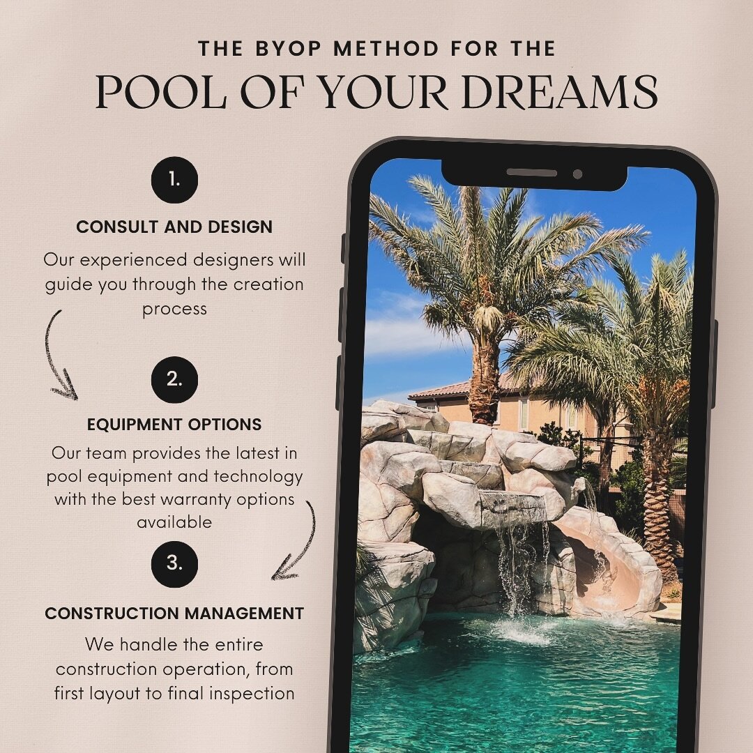 The BYOP Method 💪 

Our team of designers and construction managers are on deck to build the backyard of your dreams. We are officially booking pre-summer construction! If you wanna beat the Vegas heat this year, book with BYOP. 💦

For more informa