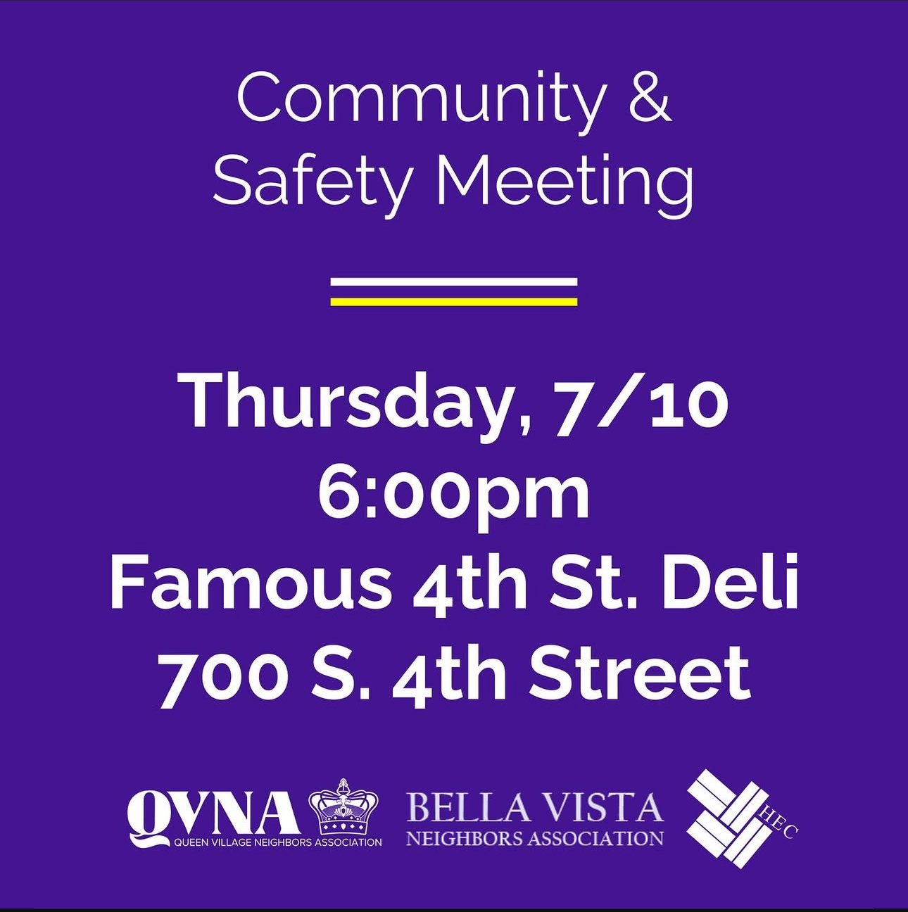 Monthly Community & Safety Meeting