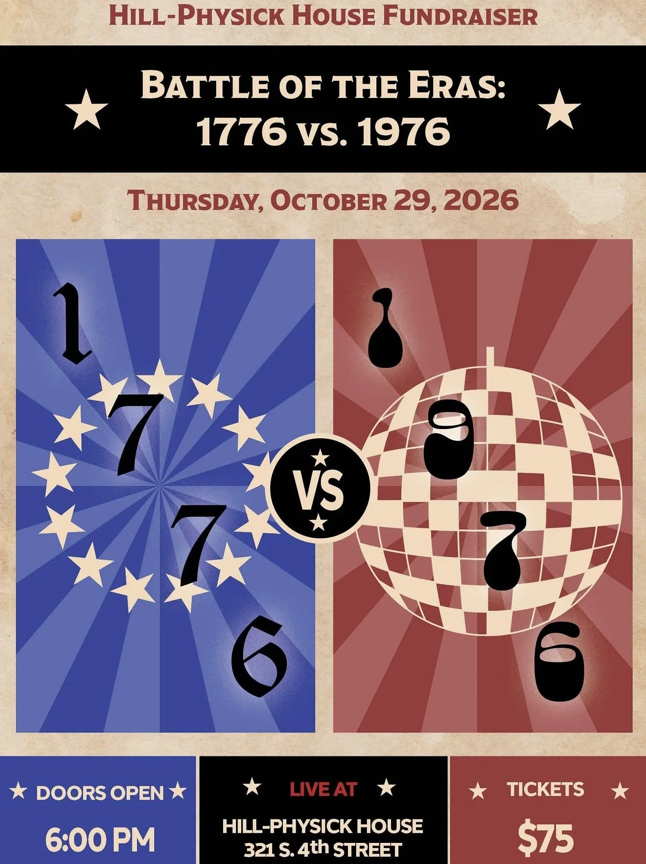 Battle of the Eras: 1776 vs. 1976 Hill-Physick House Fundraiser
