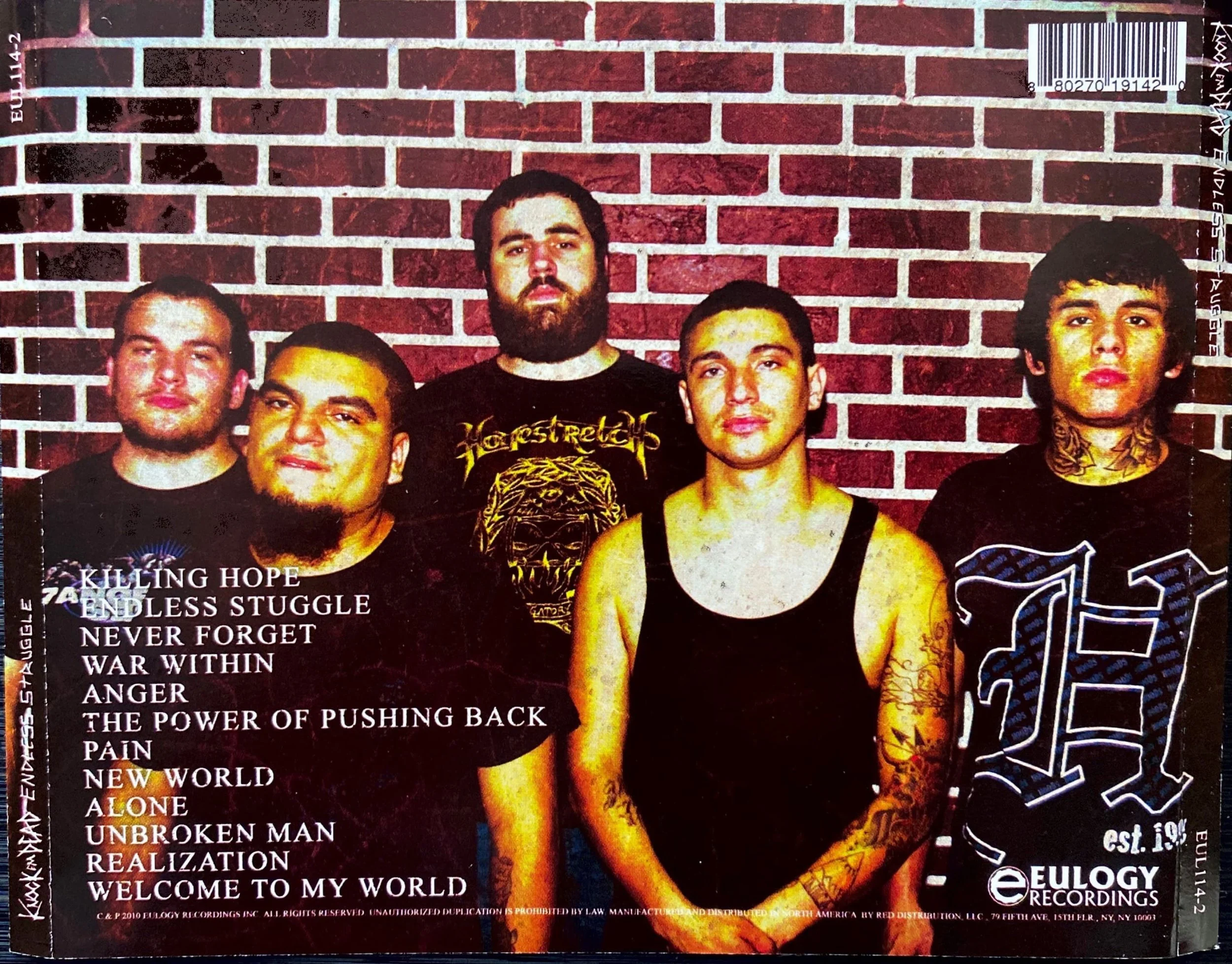 Album back cover for:
Knock Em' Dead - Endless Struggle
(Eulogy Records)
