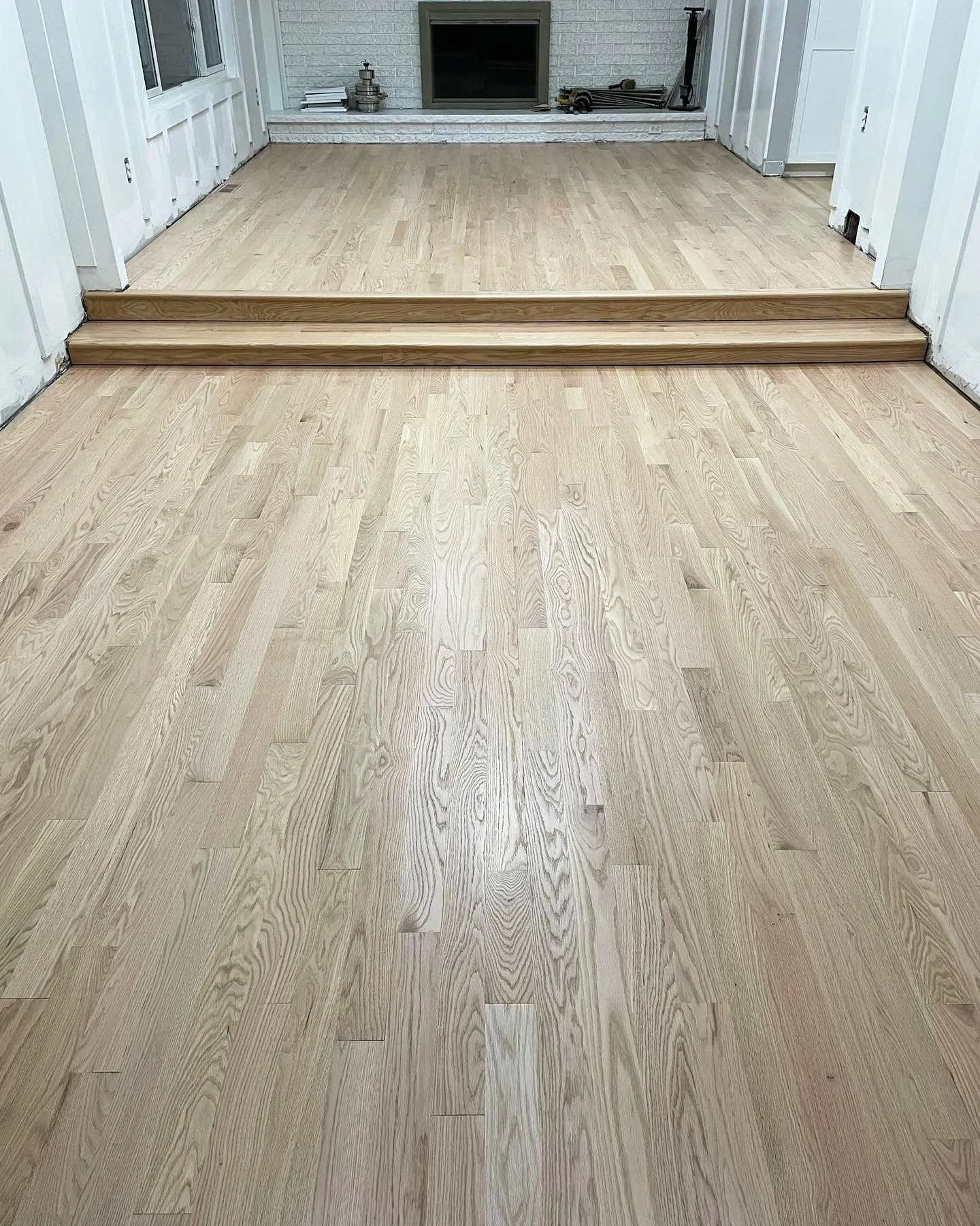 Newly refinished oak hardwood floors in a Clawson home