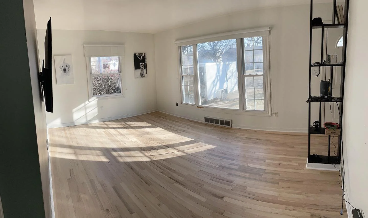 Newly refinished white oak hardwood floors in a Clawson home