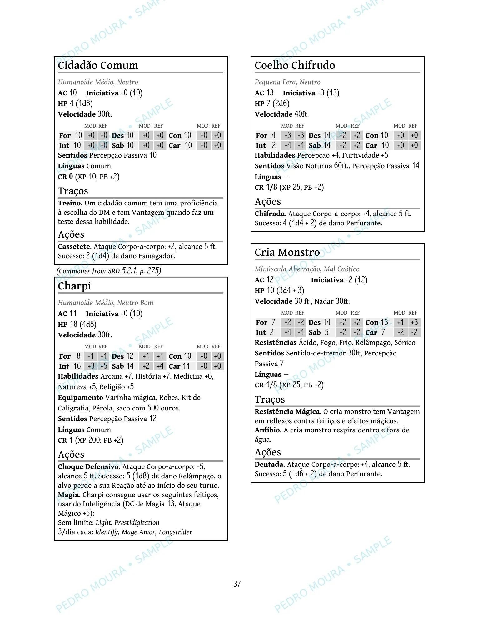 Interior 3: Monster stat blocks.