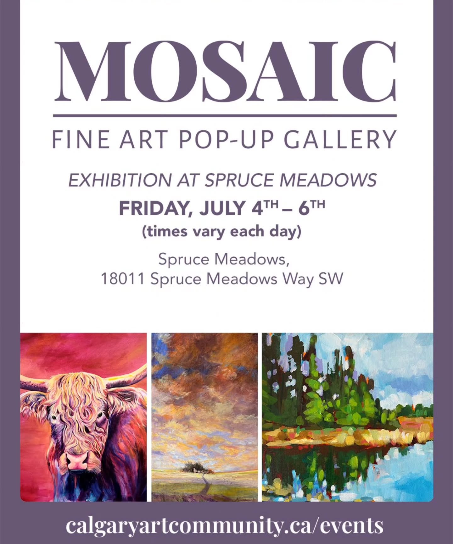 I'm excited to be participating in this show. See you at the Mosaic Fine art Pop up exhibition at @spruce_meadows, July 4th to 6th.