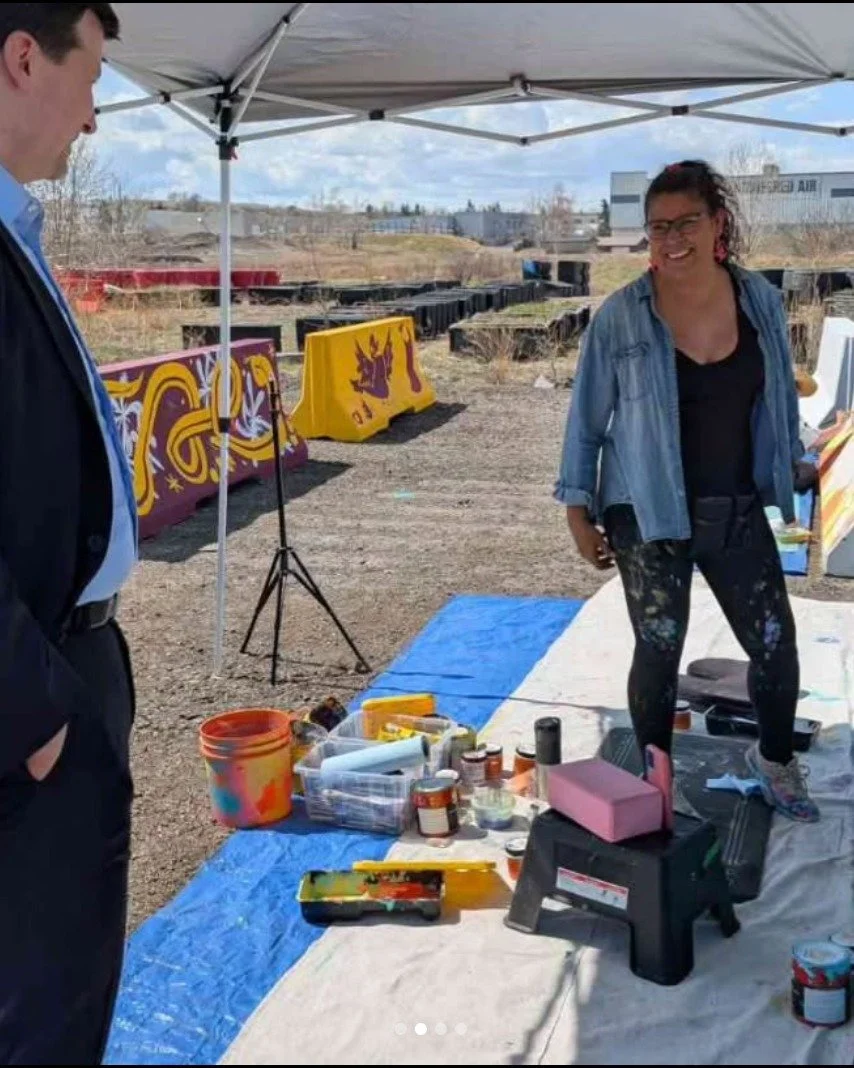 A little paint, a little sunshine, and a surprise visit from the Mayor! 🚧🎨

Loved meeting Mayor @jeromyyyc today at the @yycbump festival prep. It&rsquo;s not every day you get to talk shop with the Mayor while covered in paint! Thanks for stopping