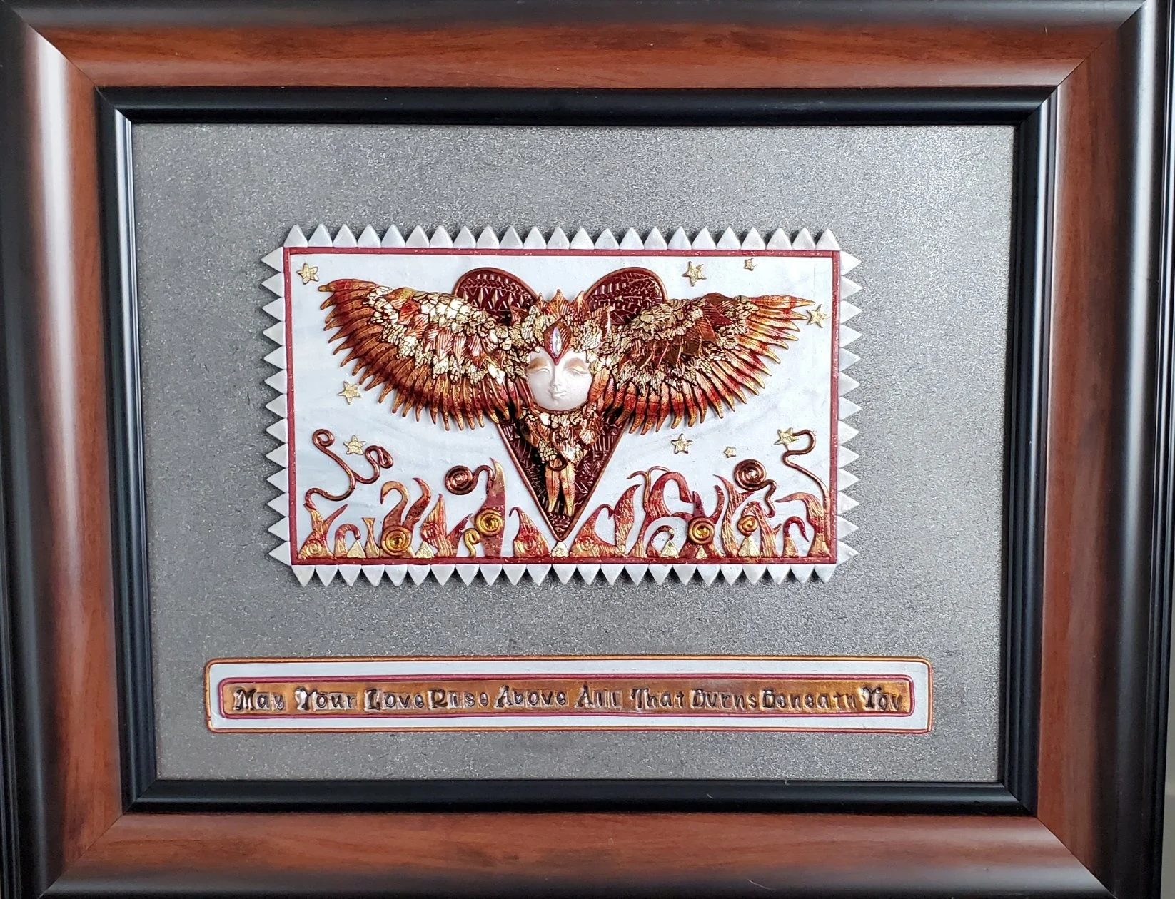 Heart on Fire - polymer clay