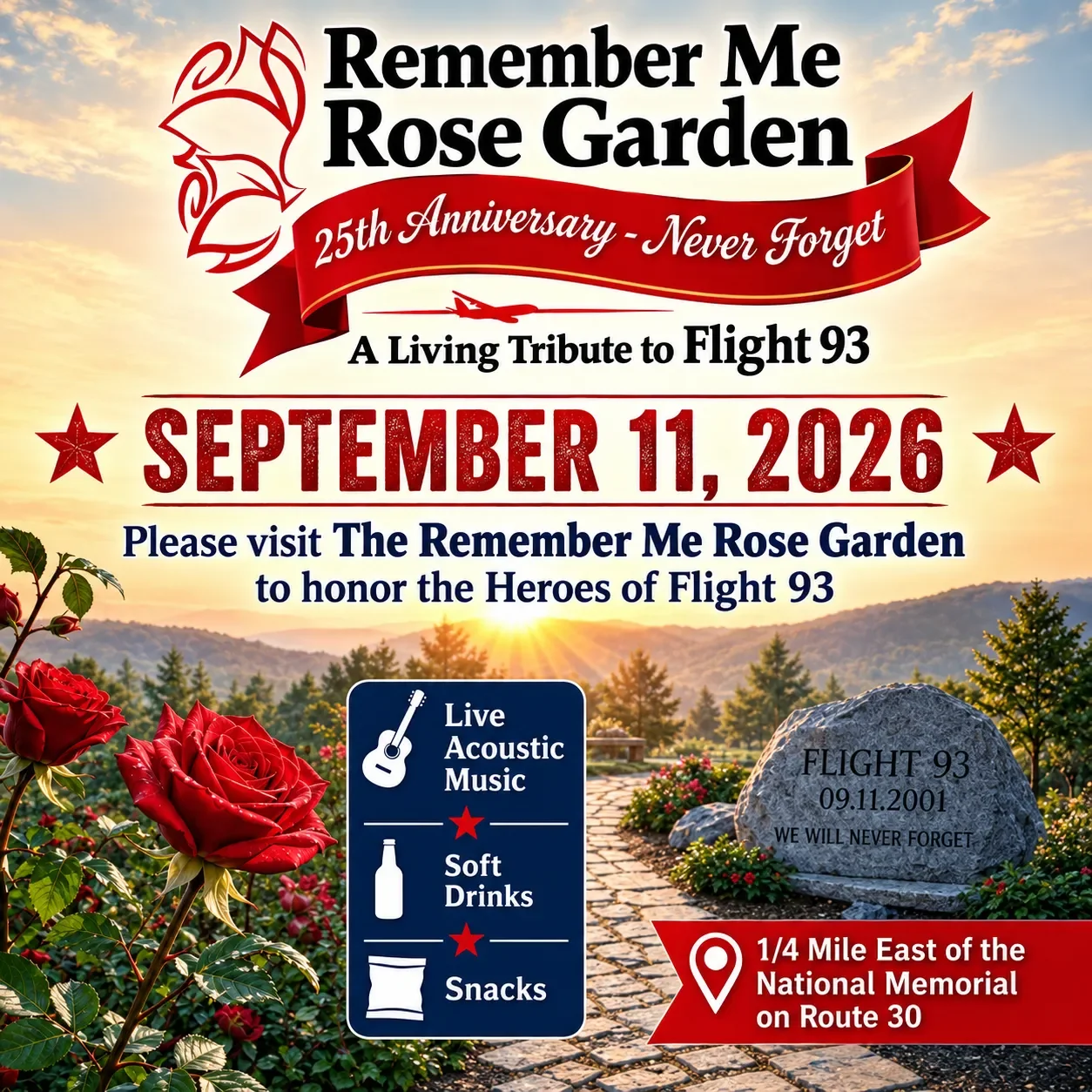 25th Anniversary of 9/11 Commemoration at Remember Me Rose Garden 