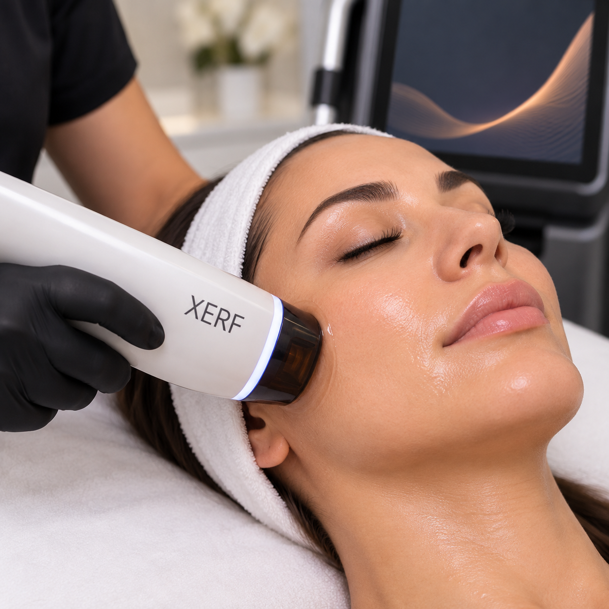 XERF RF skin tightening treatment on the face at Rain Aesthetics in Glendale, AZ