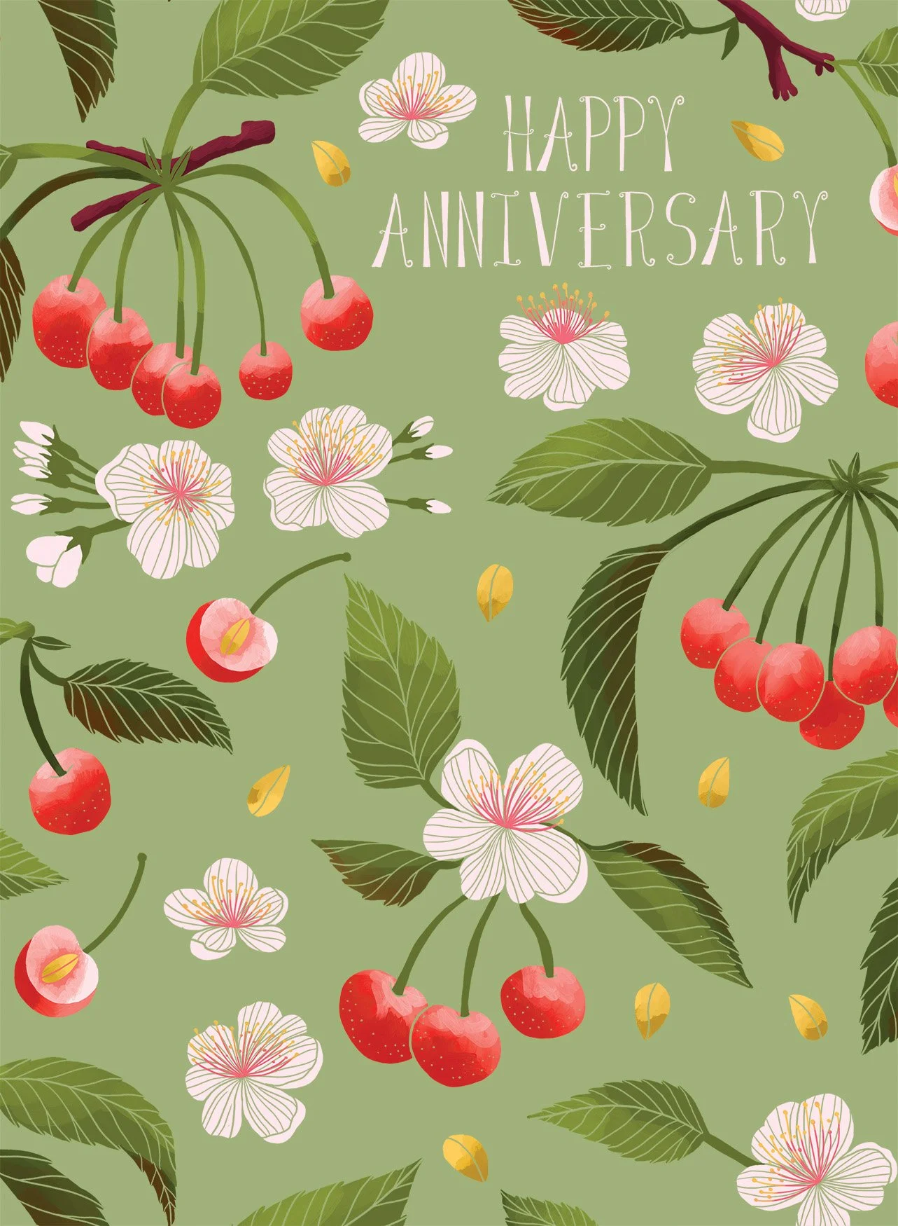 Cherries happy anniversary greeting card