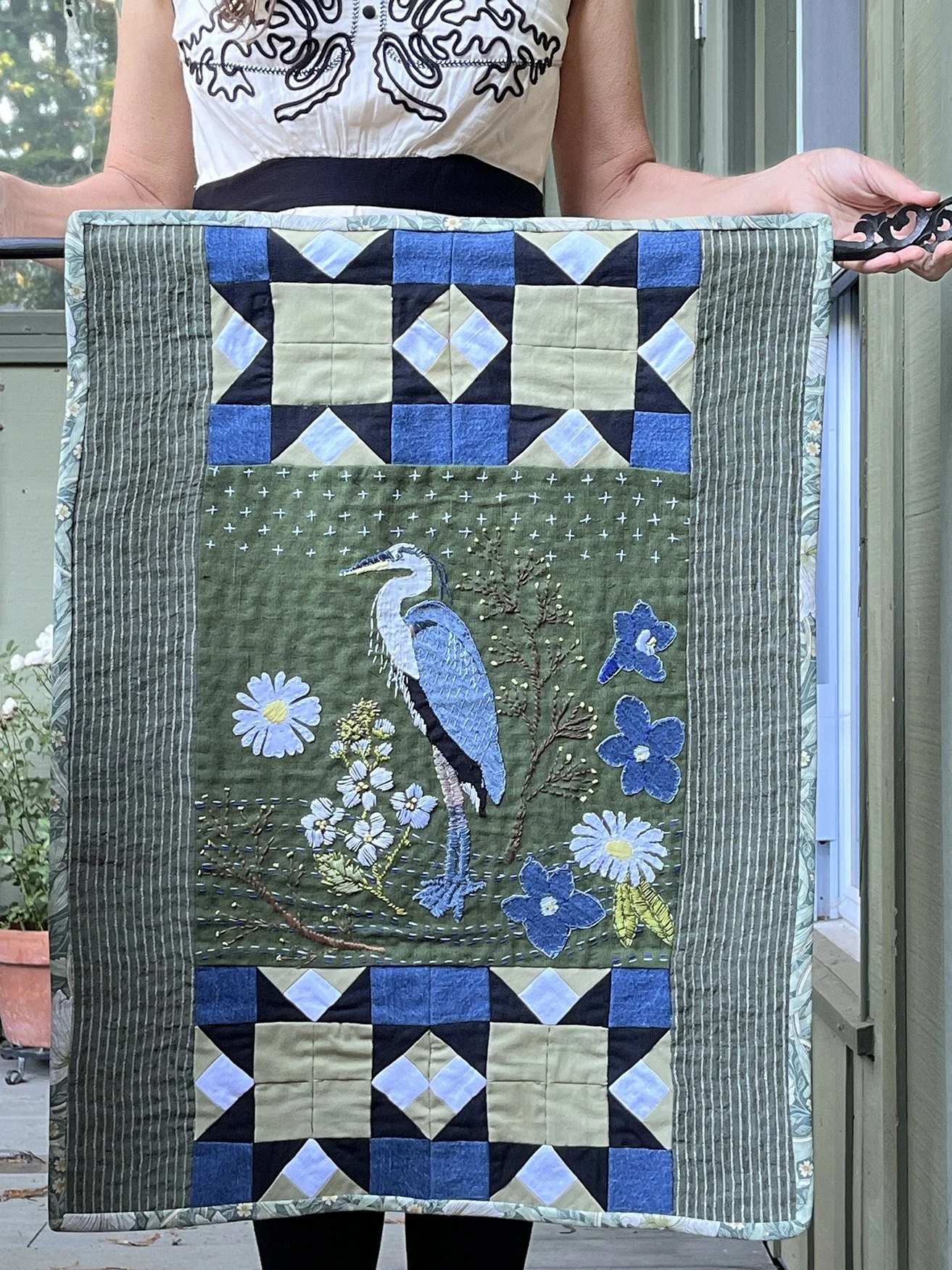 409 Great Blue Heron & Wildflowers_WallHanging.jpg