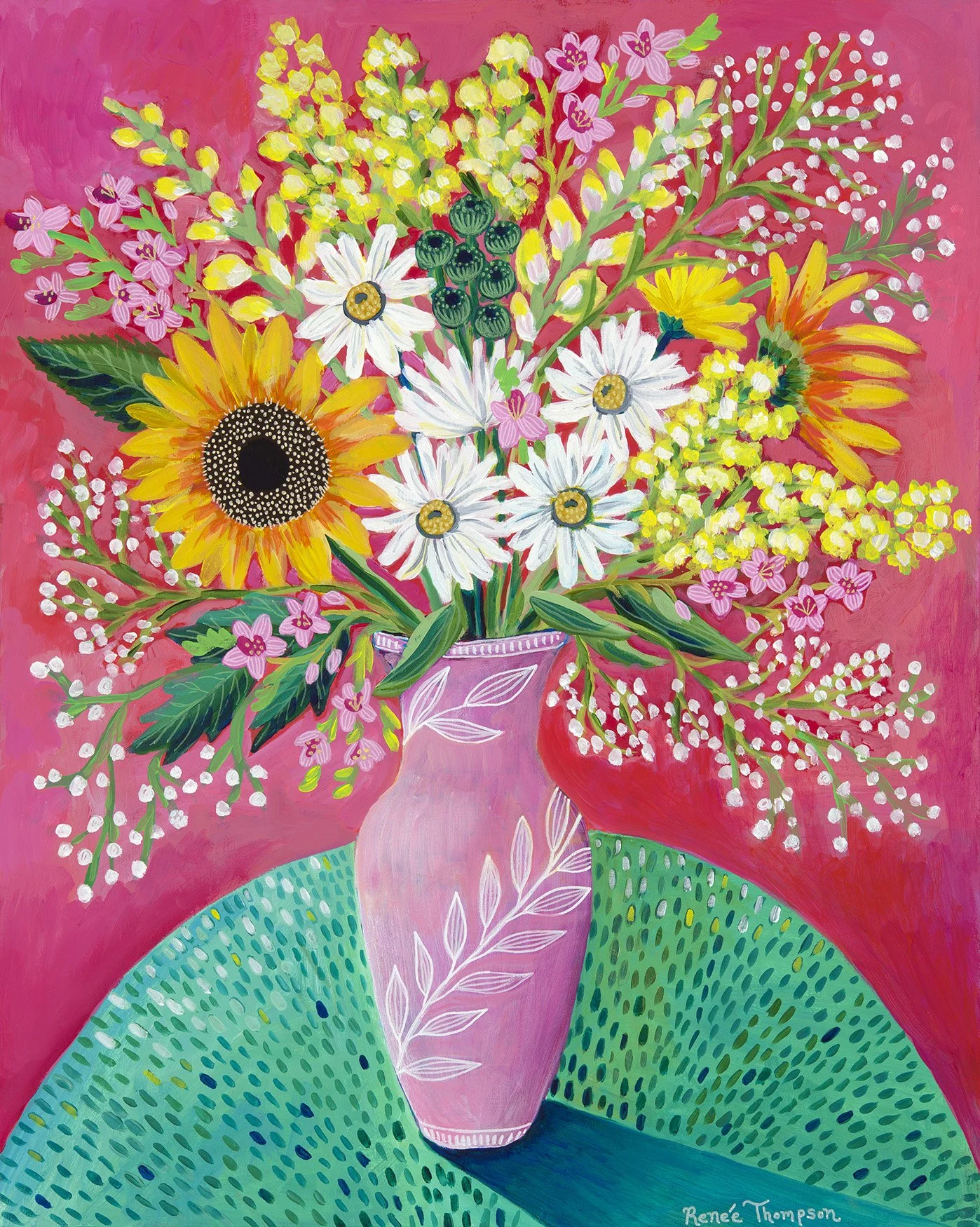 393-Sunflowers & Pink Vase.jpg