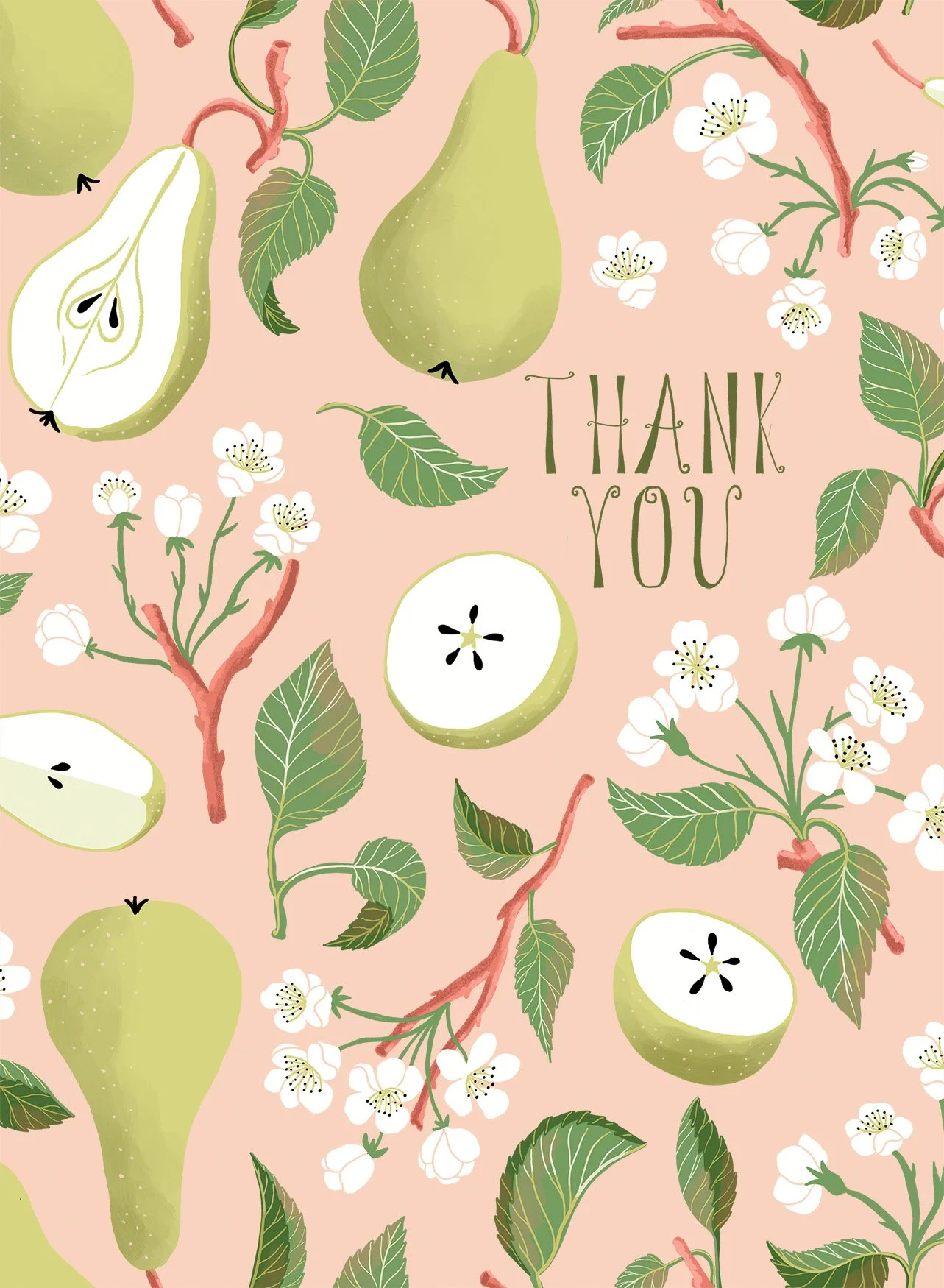 Pear thank you greeting card