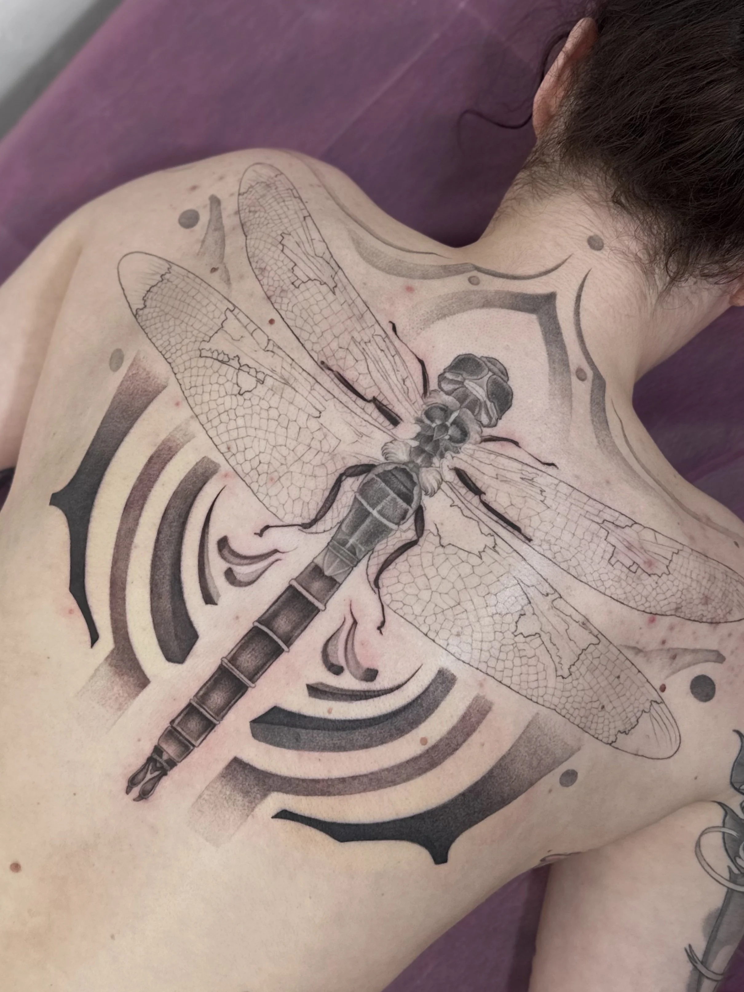 Dragonfly Tattoo on female back