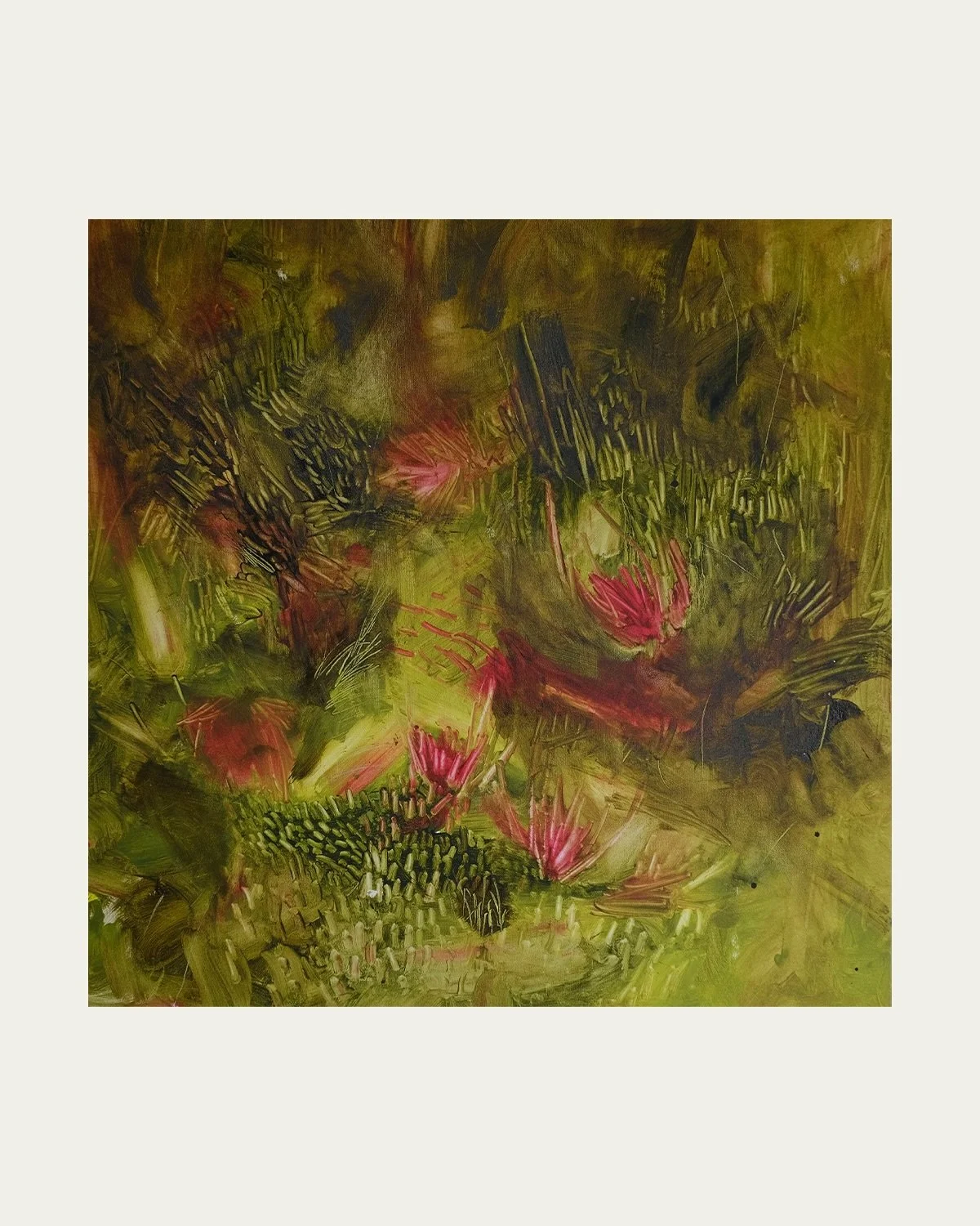 A painting about new beginnings, soft light, and nature slowly coming back to life.