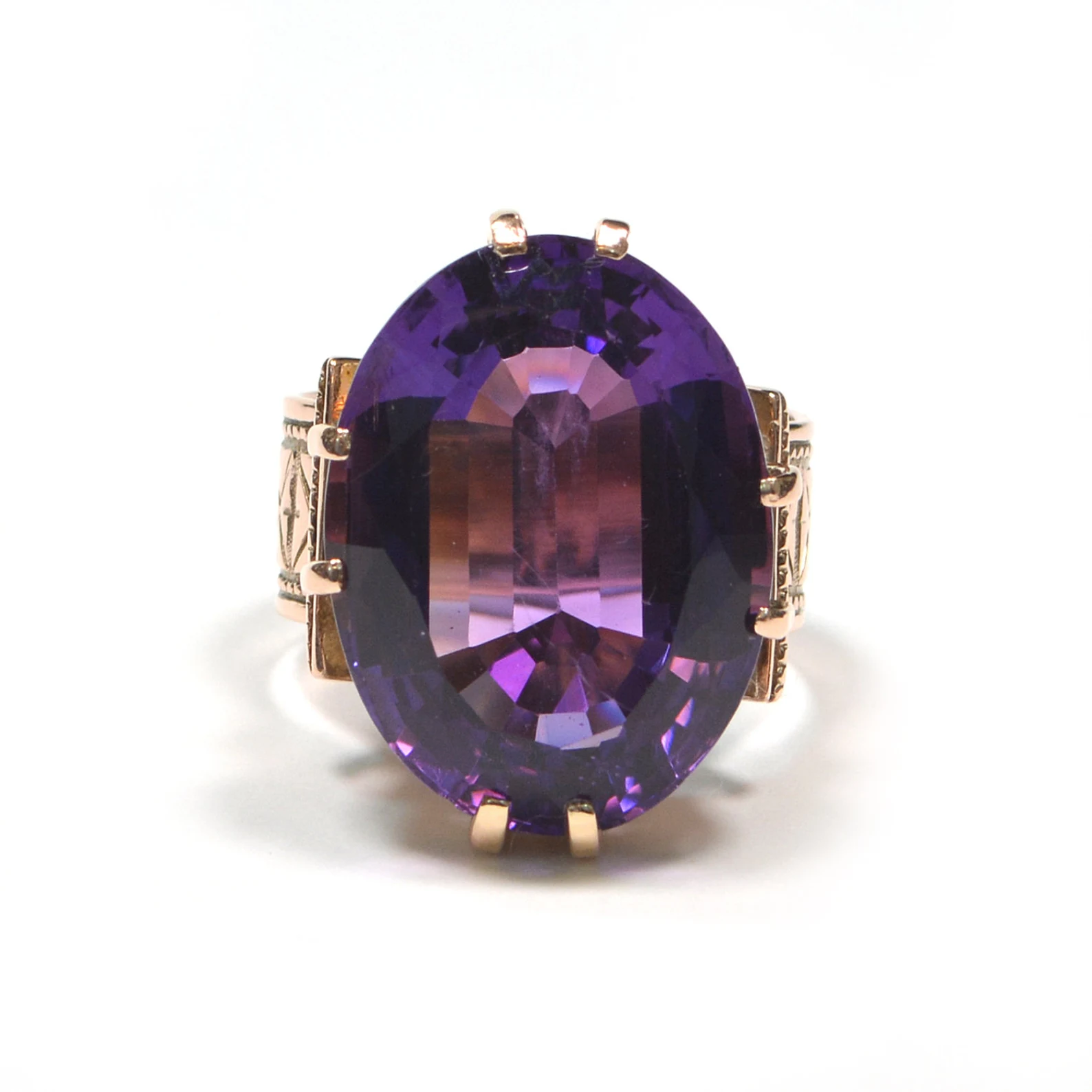 Antique Victorian 15k Rose Gold and Amethyst Ring