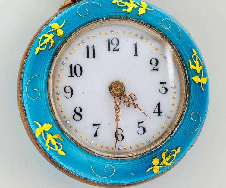 Antique blue enamel and gold pocket watch