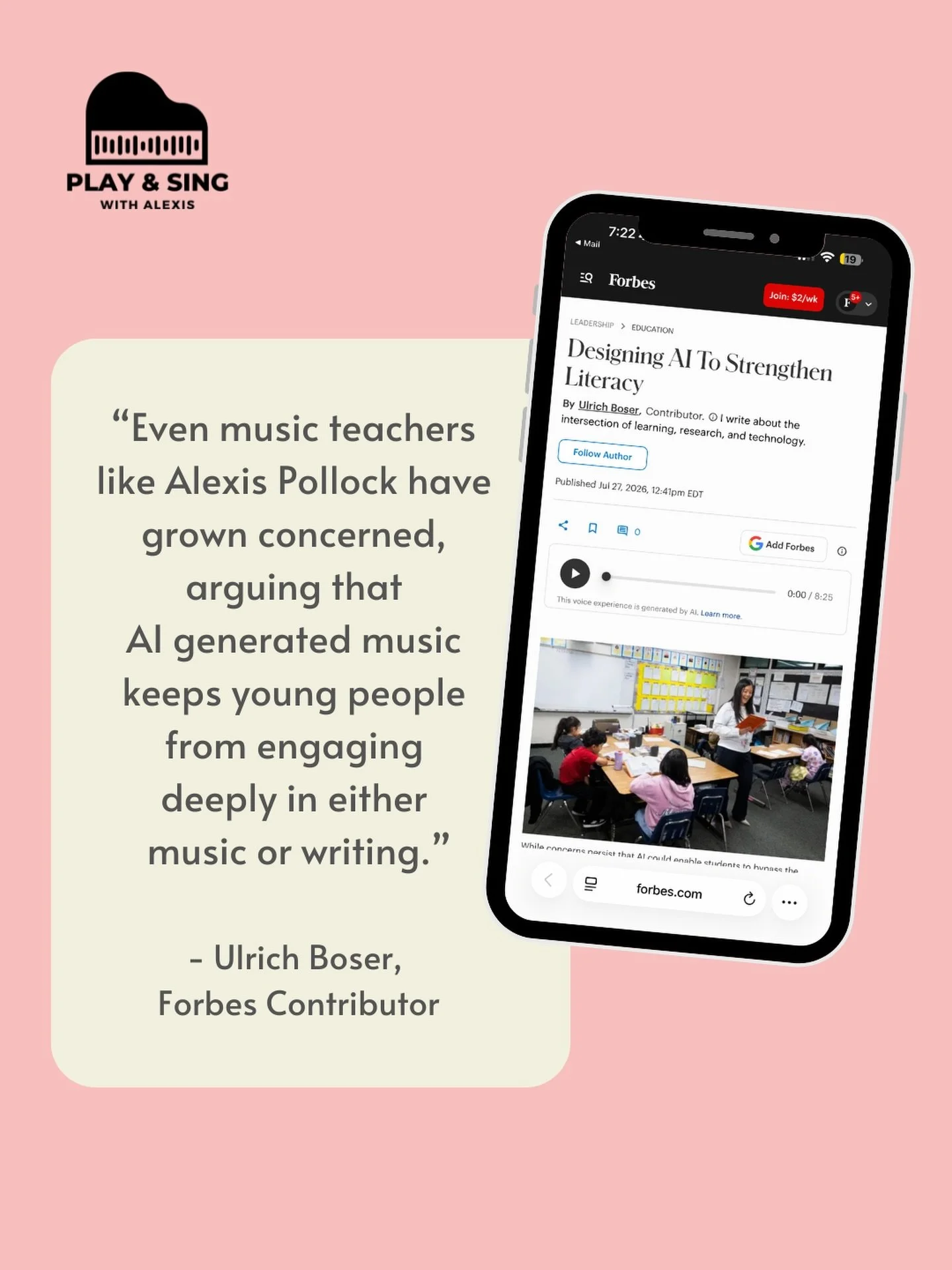 I&rsquo;m honored to have been quoted in Forbes&rsquo; recent article, &ldquo;Designing AI To Strengthen Literacy&rdquo; by Ulrich Boser. It explores both the challenges and opportunities AI presents in education, and I was grateful to contribute my 
