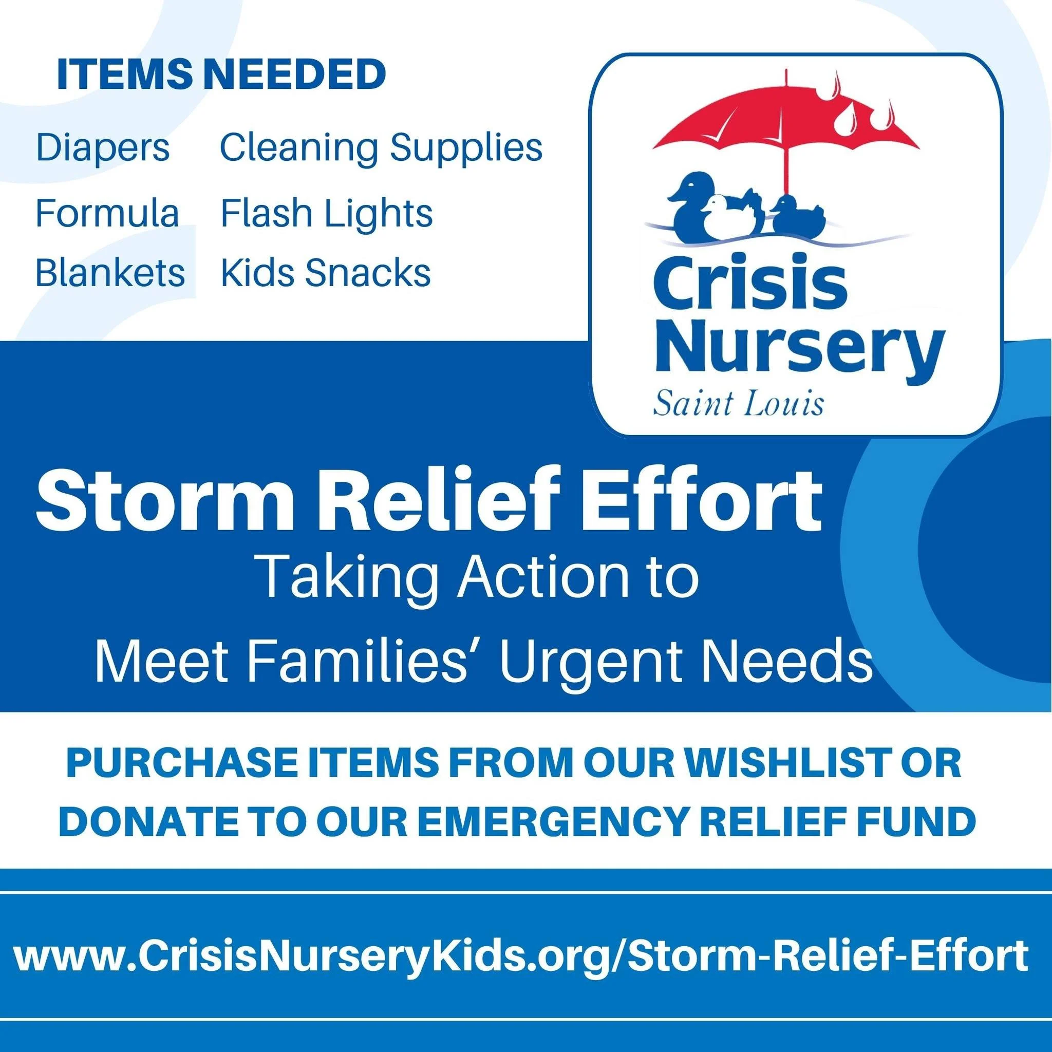 💔 Our community is hurting&mdash;but we can help.

Friday&rsquo;s devastating storms have left over 4,400 buildings damaged, 100,000+ without power, and countless families facing crisis. At Saint Louis Crisis Nursery, we're on the ground delivering 