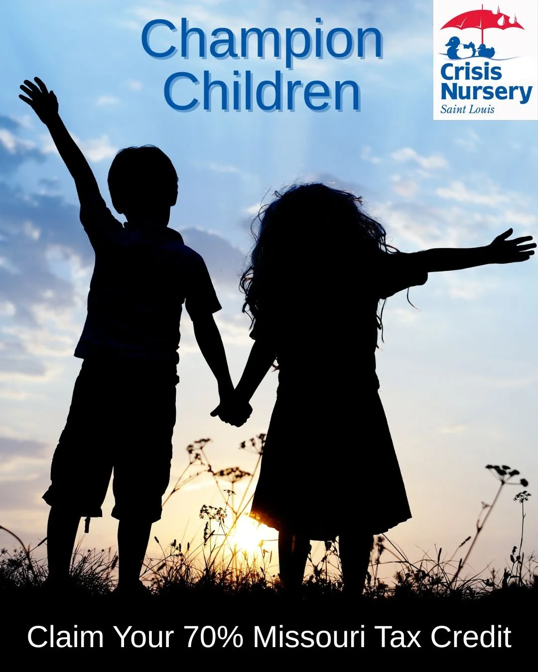 Did you know... any individual or business with a Missouri income tax liability can support the Crisis Nursery and receive a dollar-for-dollar 💙Champion for Children (CFC) tax credit?

Thanks to Senate Bill 43, signed this July, the CFC tax credit n