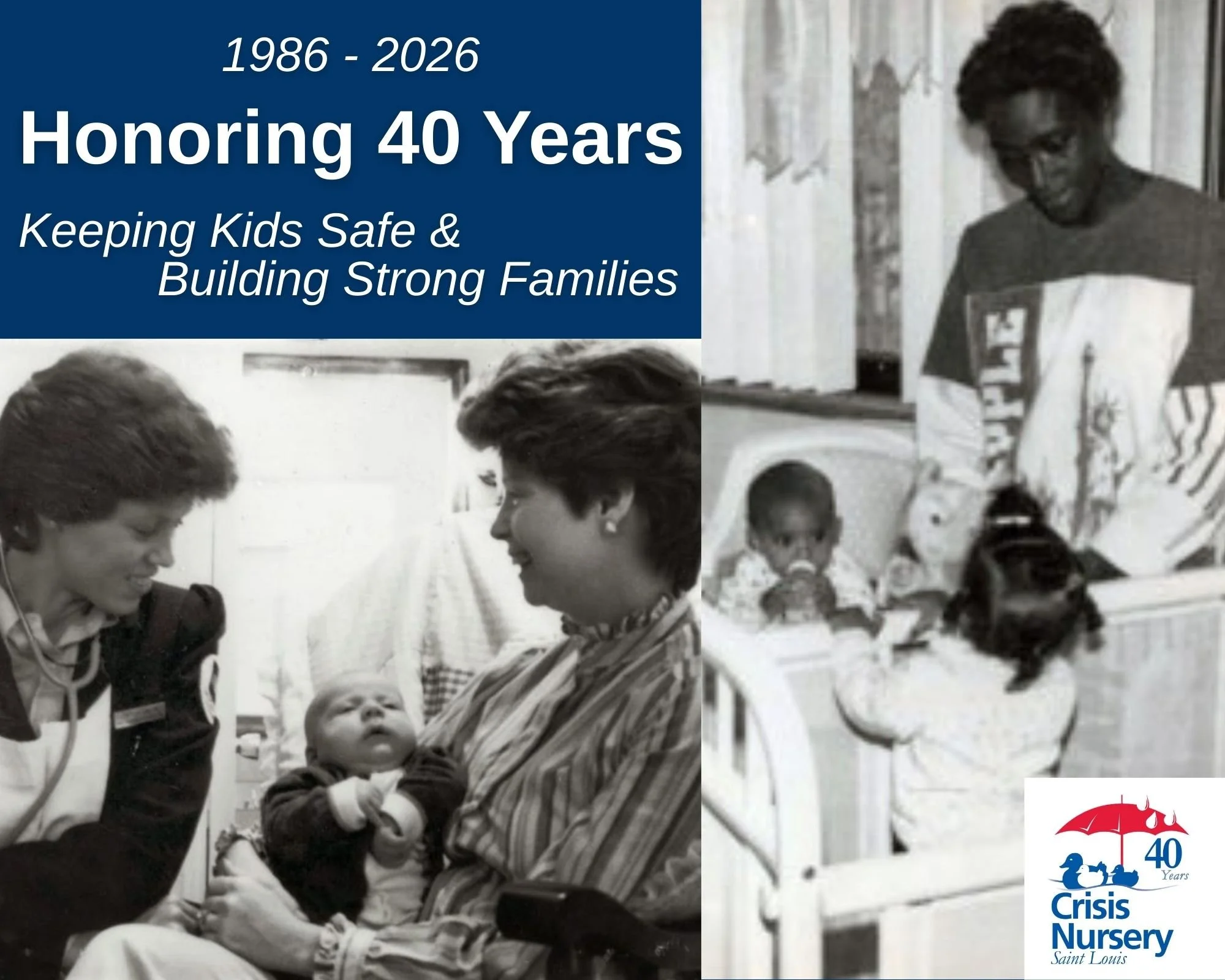 From Then to Now: Honoring Where We Began 💙 

Captured here is the beginning of something enduring. In 1986, the Saint Louis Crisis Nursery opened its doors at Deaconess Hospital as Missouri&rsquo;s first Crisis Nursery, made possible by the vision 