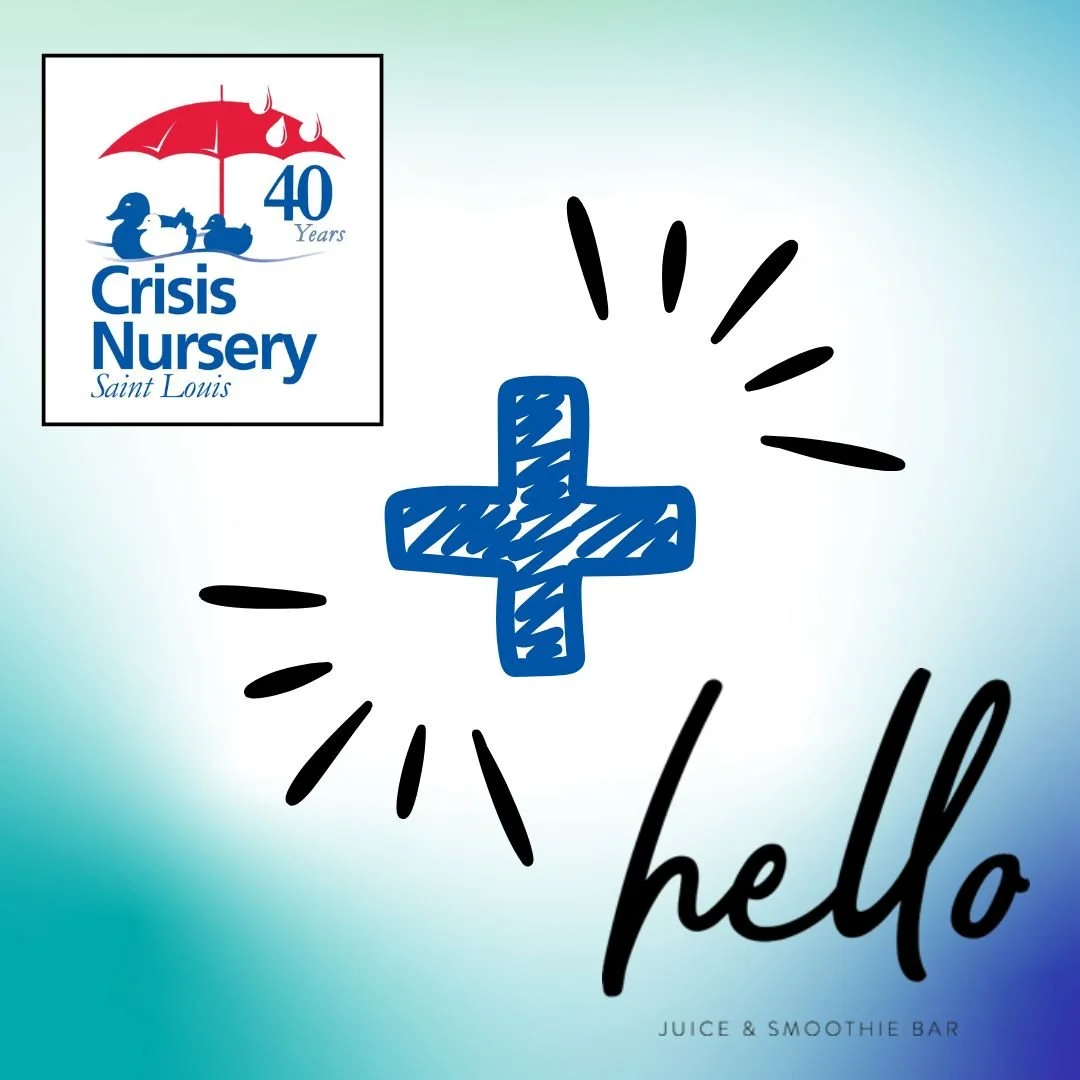 @hellojuicestl Fundraiser is today!
Support Saint Louis Crisis Nursery just by grabbing something delicious and healthy!

How It Works
1. Stop by either Hello Juice location in Kirkwood or The Grove, 8am&ndash;4pm.
2. Make any purchase.
3. A portion 