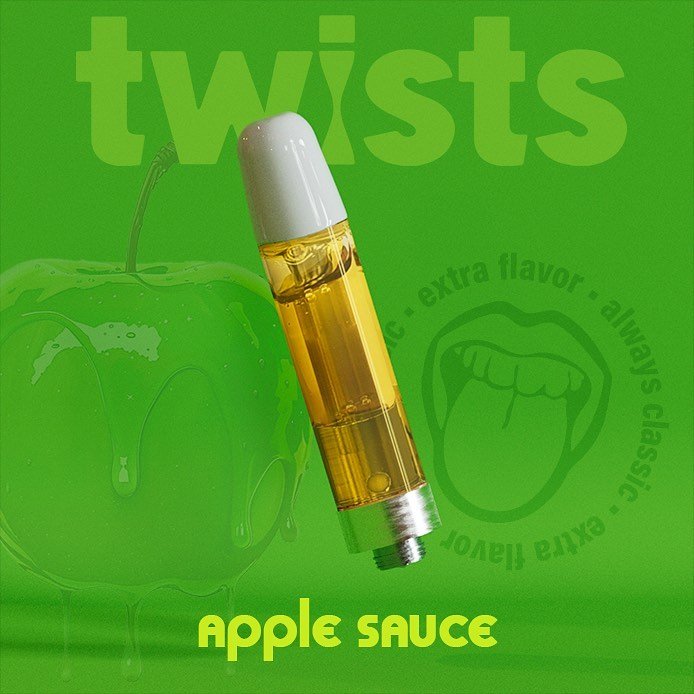 NEW FLAVOR! Apple Sauce: Bursting with the irresistibly juicy essence of freshly-picked apples, this delightful blend offers a tart twist to every hit.

SOUR - ENERGIZED - UPLIFTED

Introducing the Oil Twists: a delicious selection of 1g carts bursti