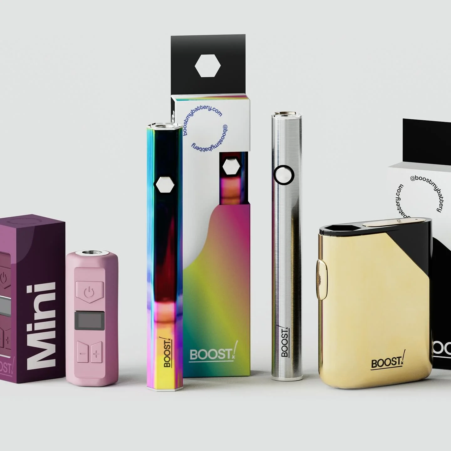 What Boost Battery style do you have at home?
MINI: put smaller 510 Battery yet, with some new high tech digital features 
HEX: roll proof &amp; sleek, this 510 battery combines the classic style with an improved design
PALM: luxury in the palm of yo