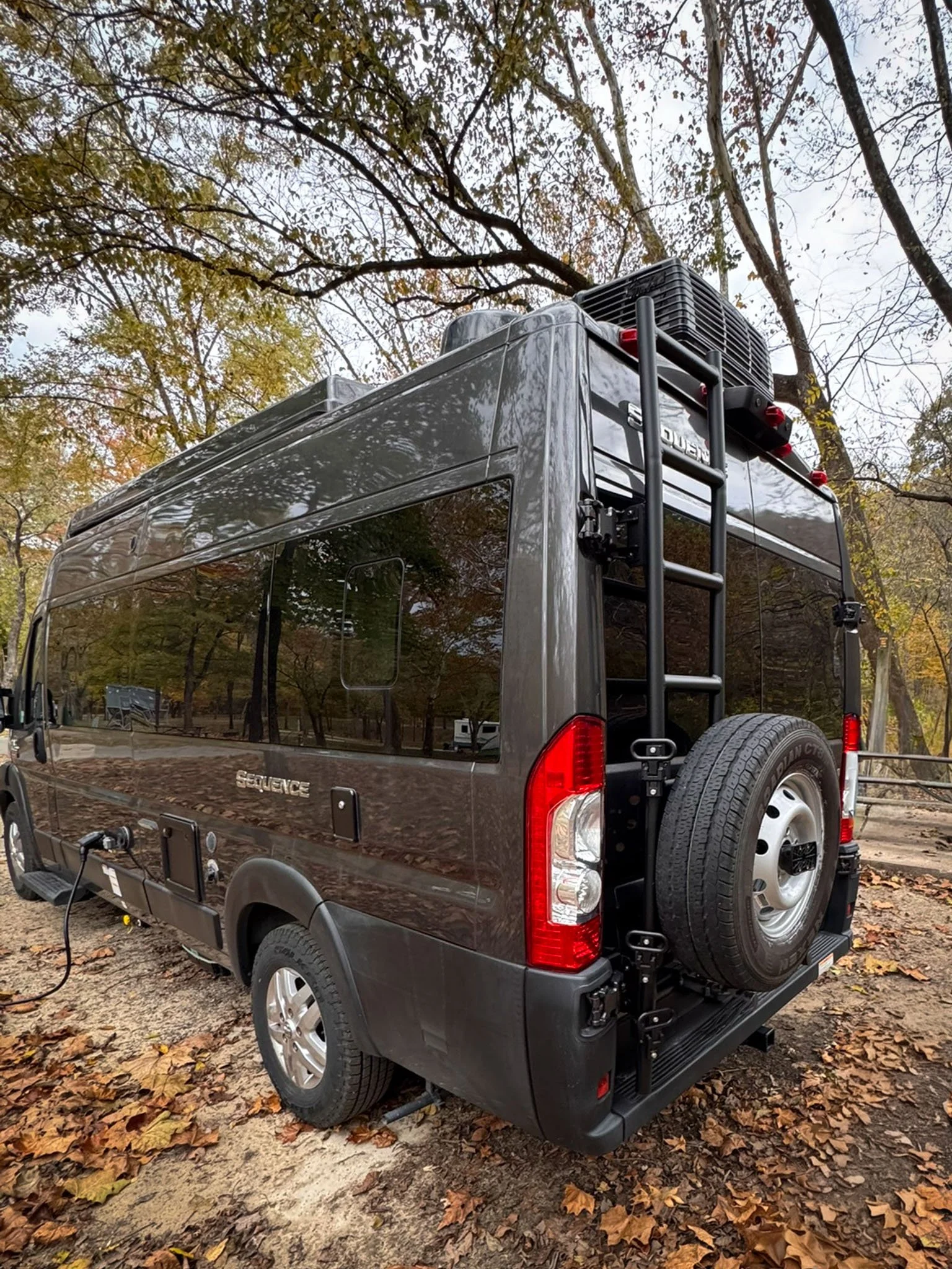 A camper van at a campsite at Montauk State Park in Missouri over Halloween weekend.