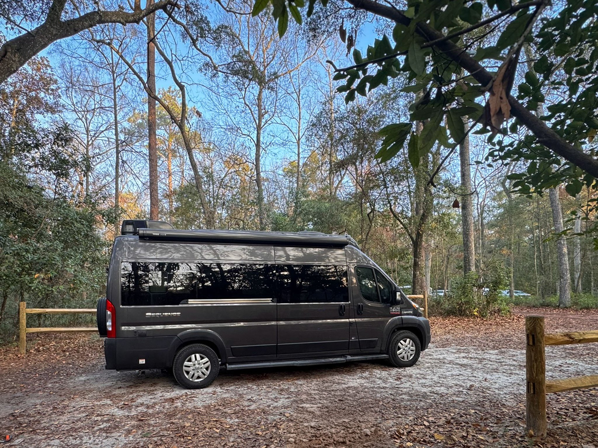 A camper van at a campsite at O’Leno State Park in Florida in late December.