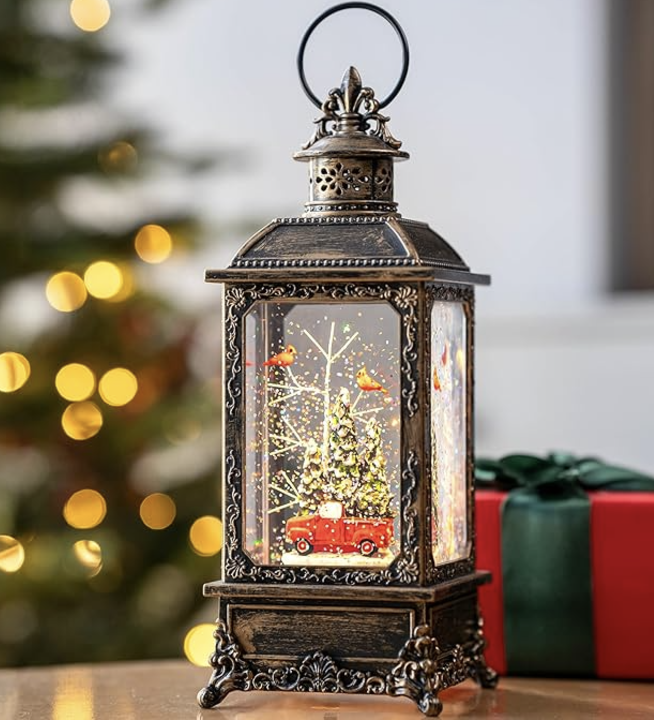 Lighted Red Truck Snow Globe Lantern.png