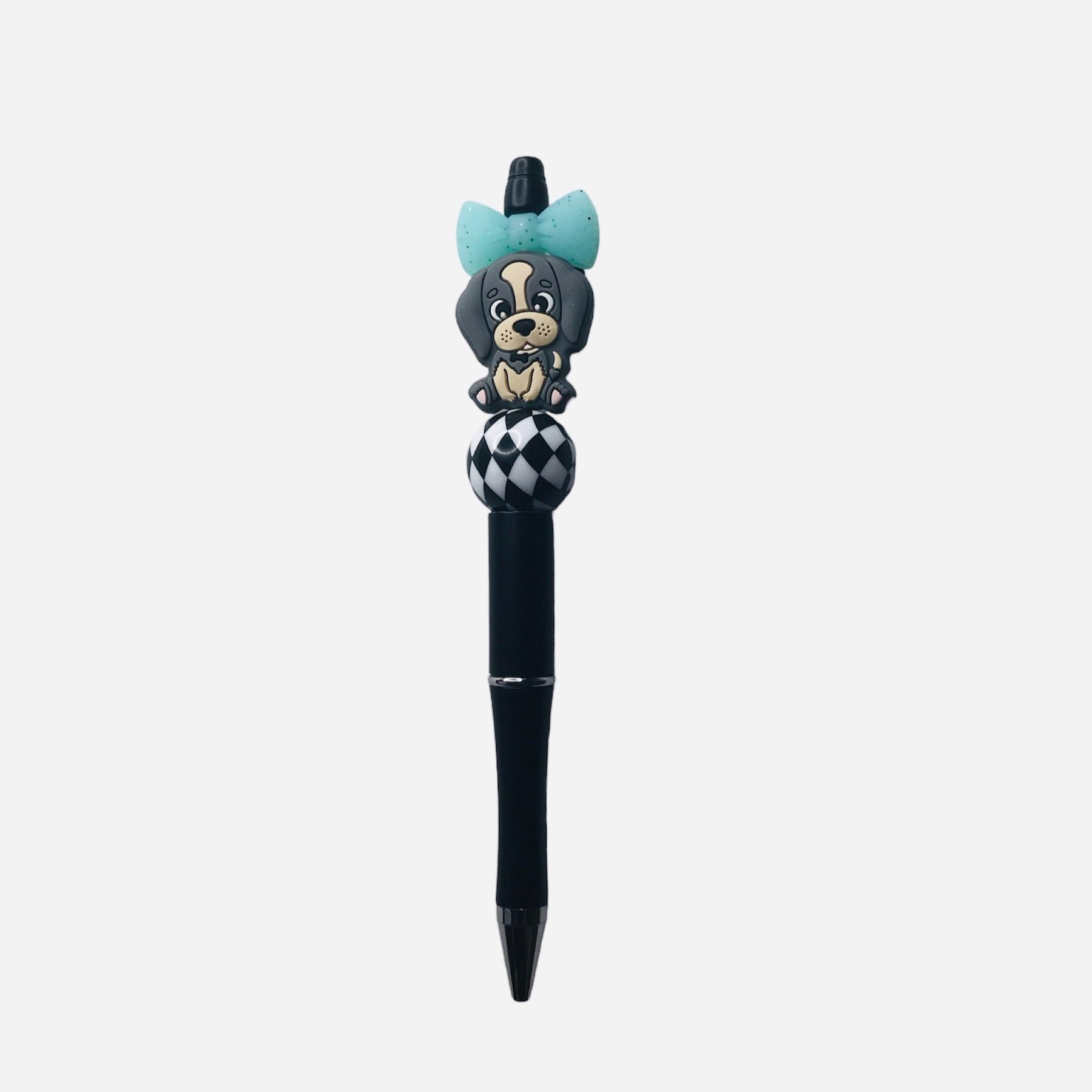 Grey Puppy with Bow Pen - Black