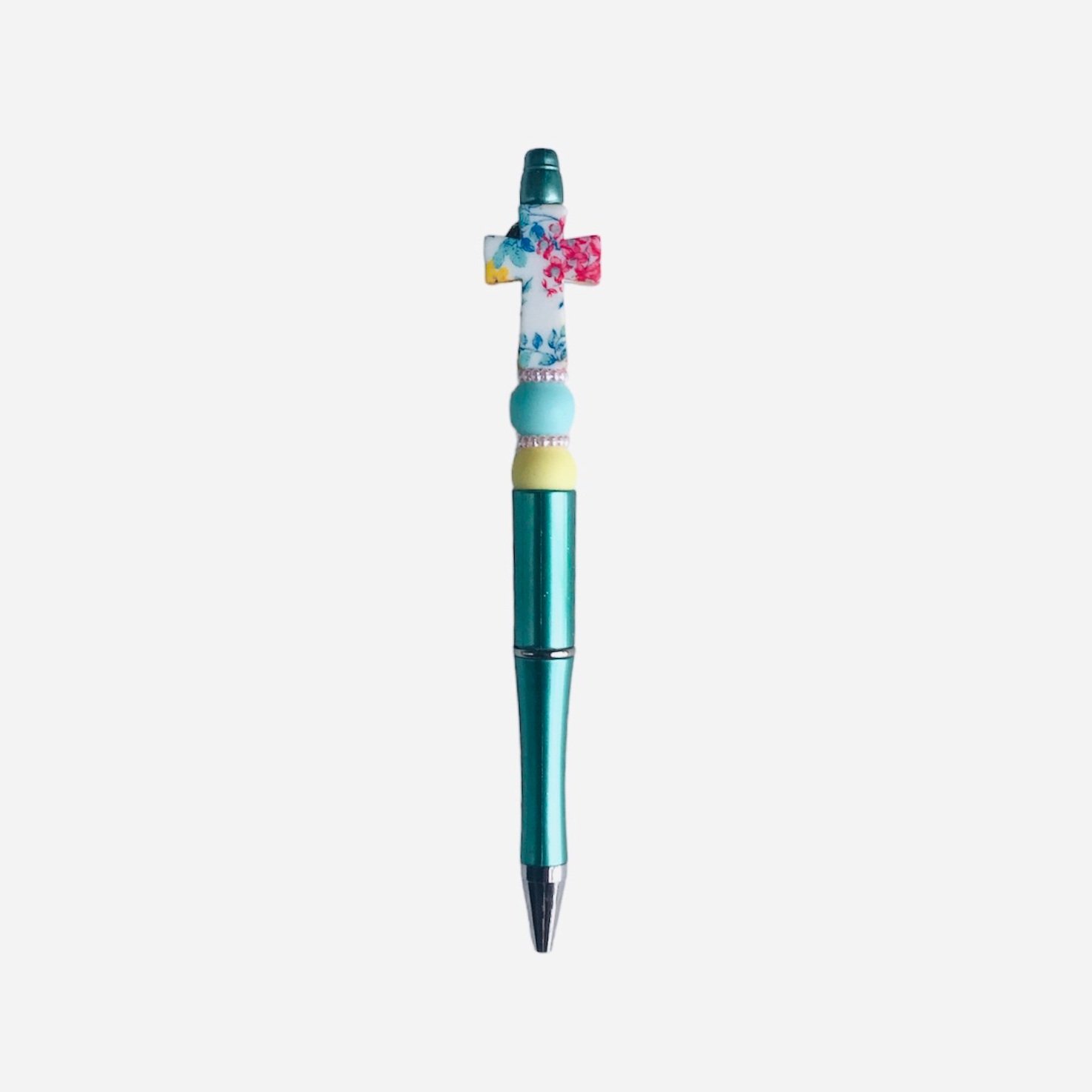 Floral Cross Pen - Emerald
