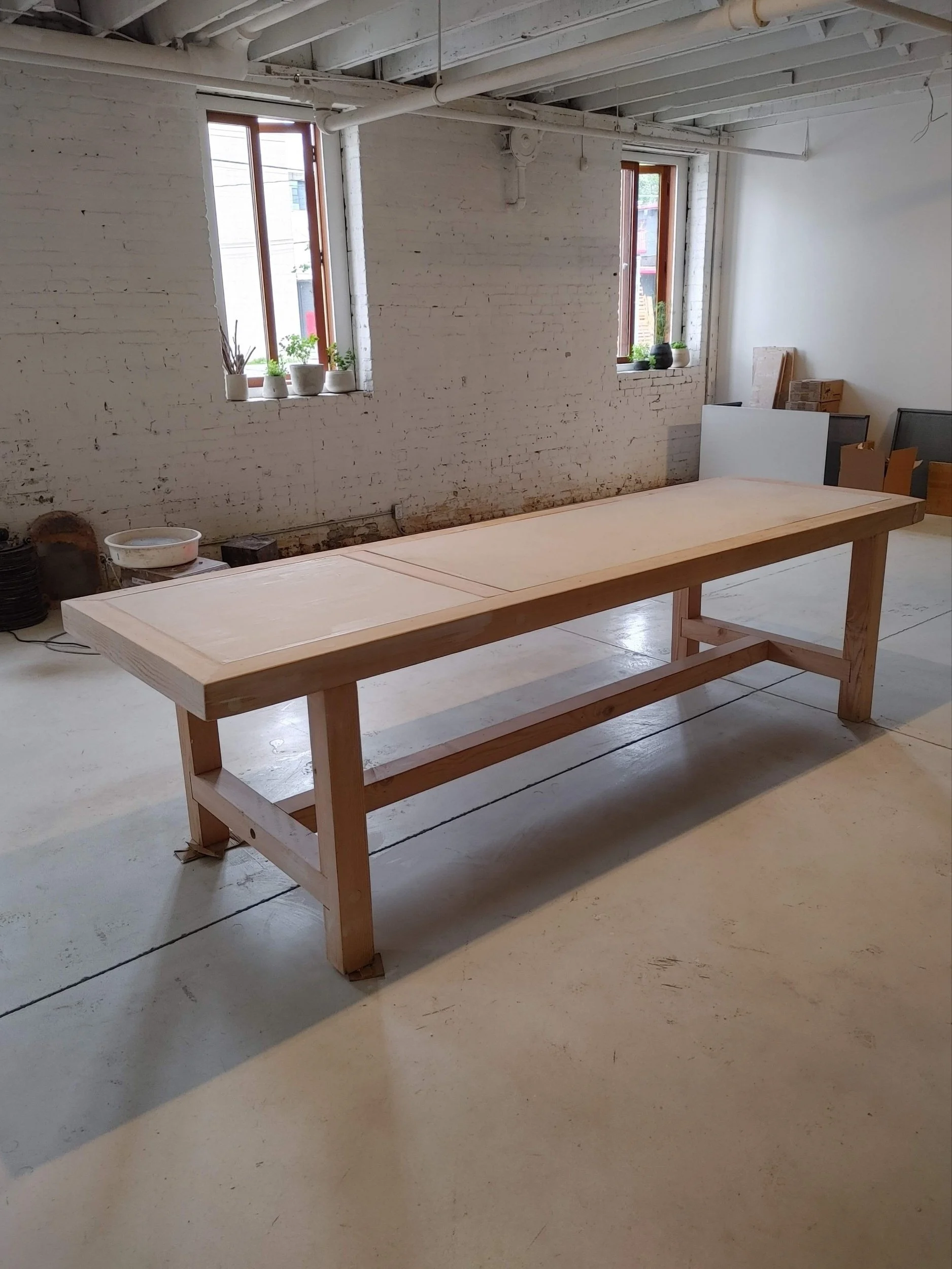 Wedging table-Cedar, dental plaster, canvas, upcycled plywood