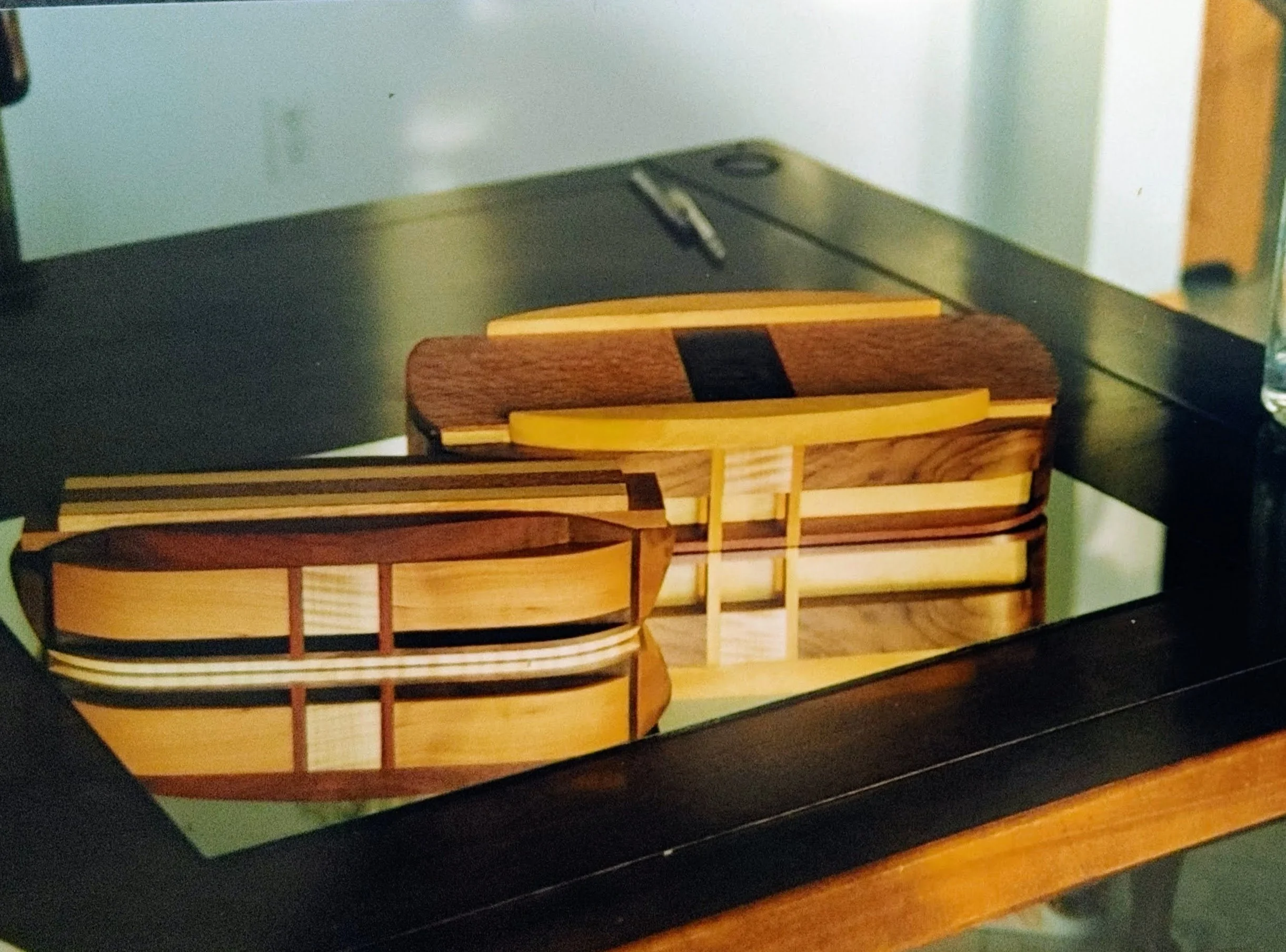 Voice box-Jewelry/Keepsake boxes- Gifts for my parents; Pau Amarello, Padauk, Curly Maple, Zebrano, Redwood, Ebony