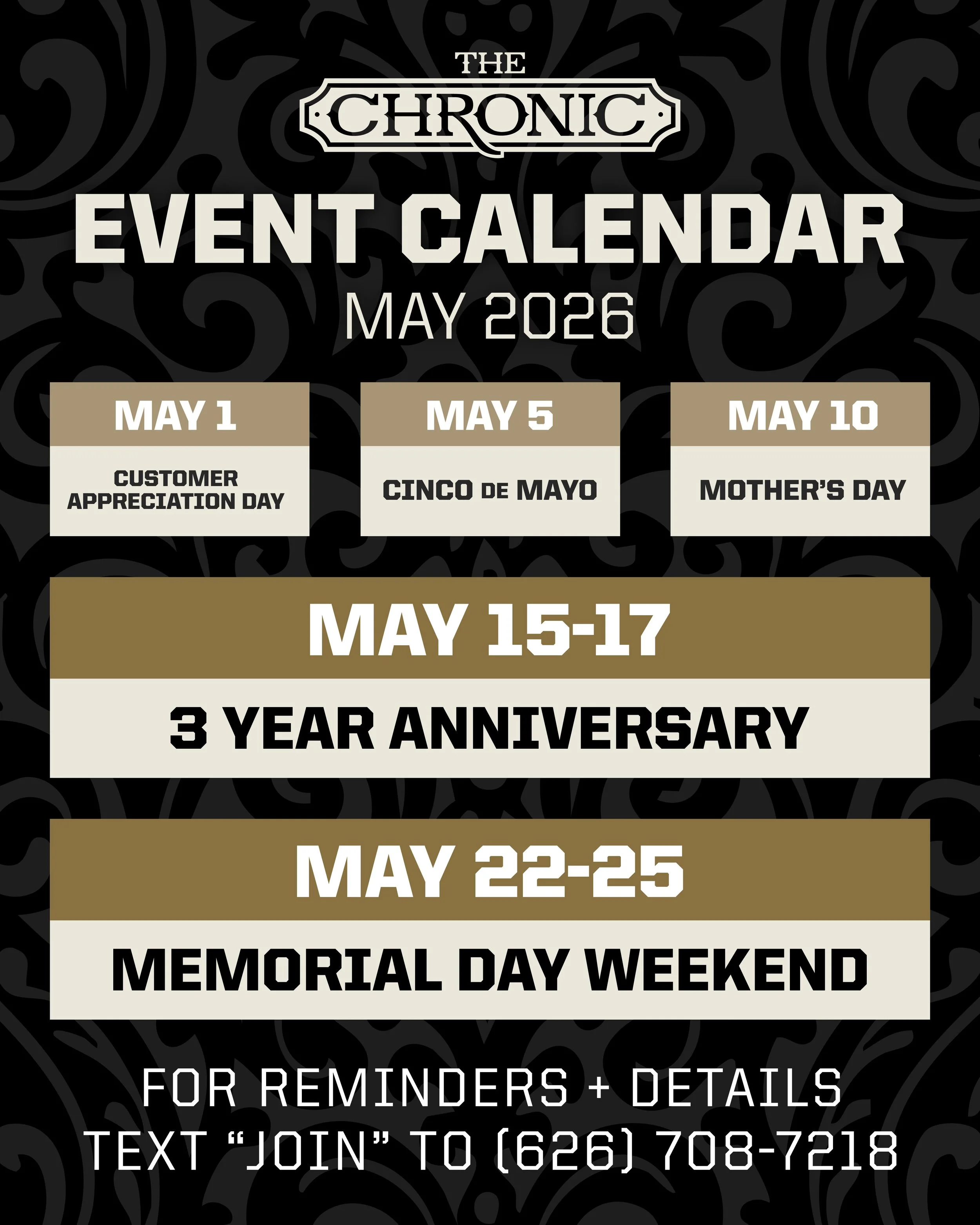 The Chronic May Events Calendar