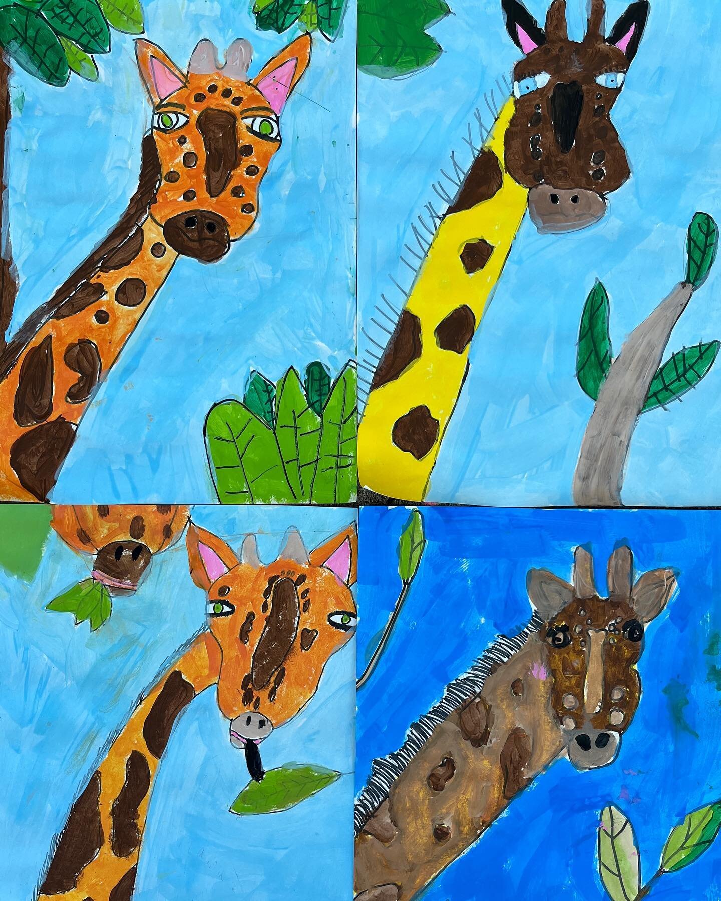 Giraffes with tempera paint. The personalities these express&hellip; 😊
.
.
.
,
#kidsart #kidsartwork #temperapaint #giraffelove #artwork #artistsoninstagram #artteachers