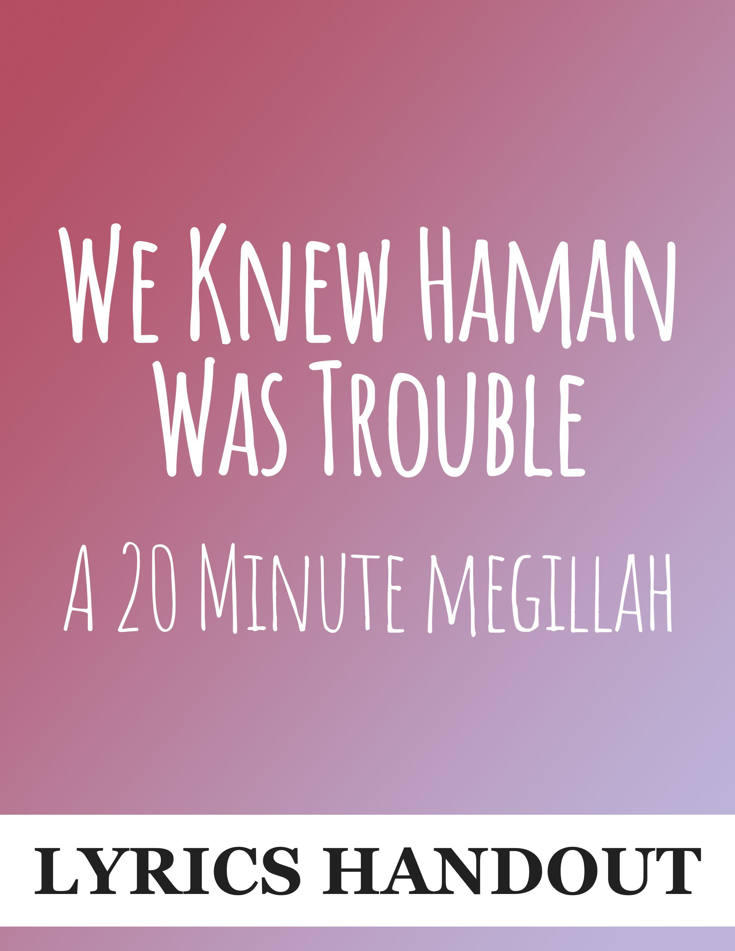 Haman Was Trouble - Lyrics Handout.png