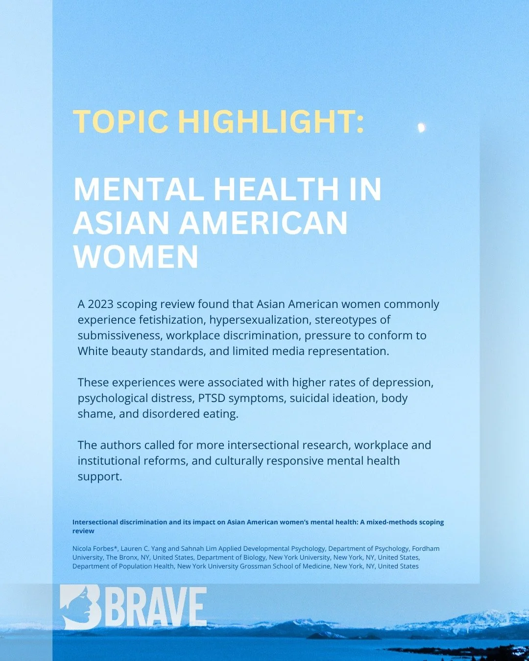Although May has passed, we still wanted to take a moment to reflect on both AANHPI Heritage Month and Mental Health Awareness Month. Today, we're highlighting research on the unique mental health challenges faced by Asian American women and the need