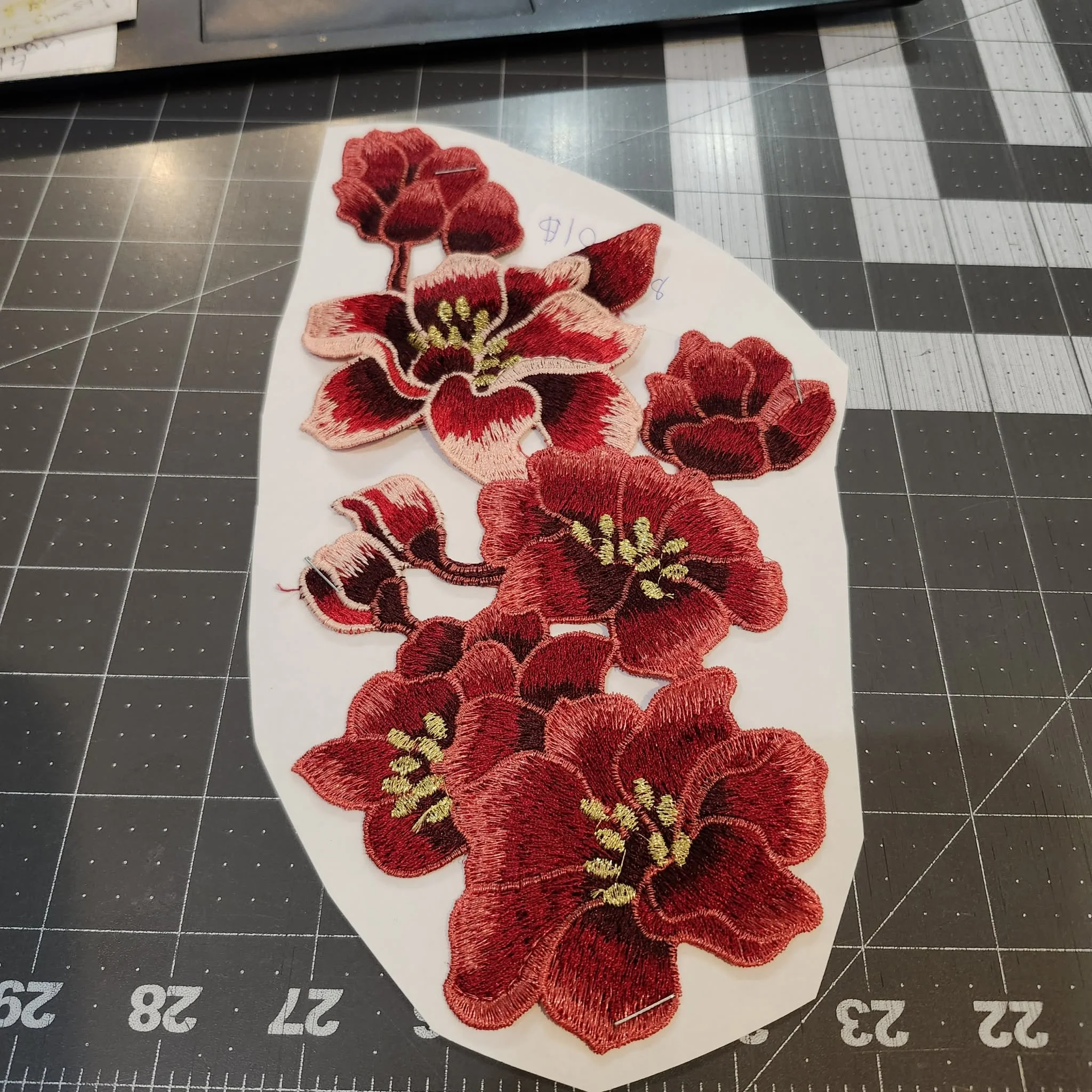 Red Rose Embroidered Applique Patch