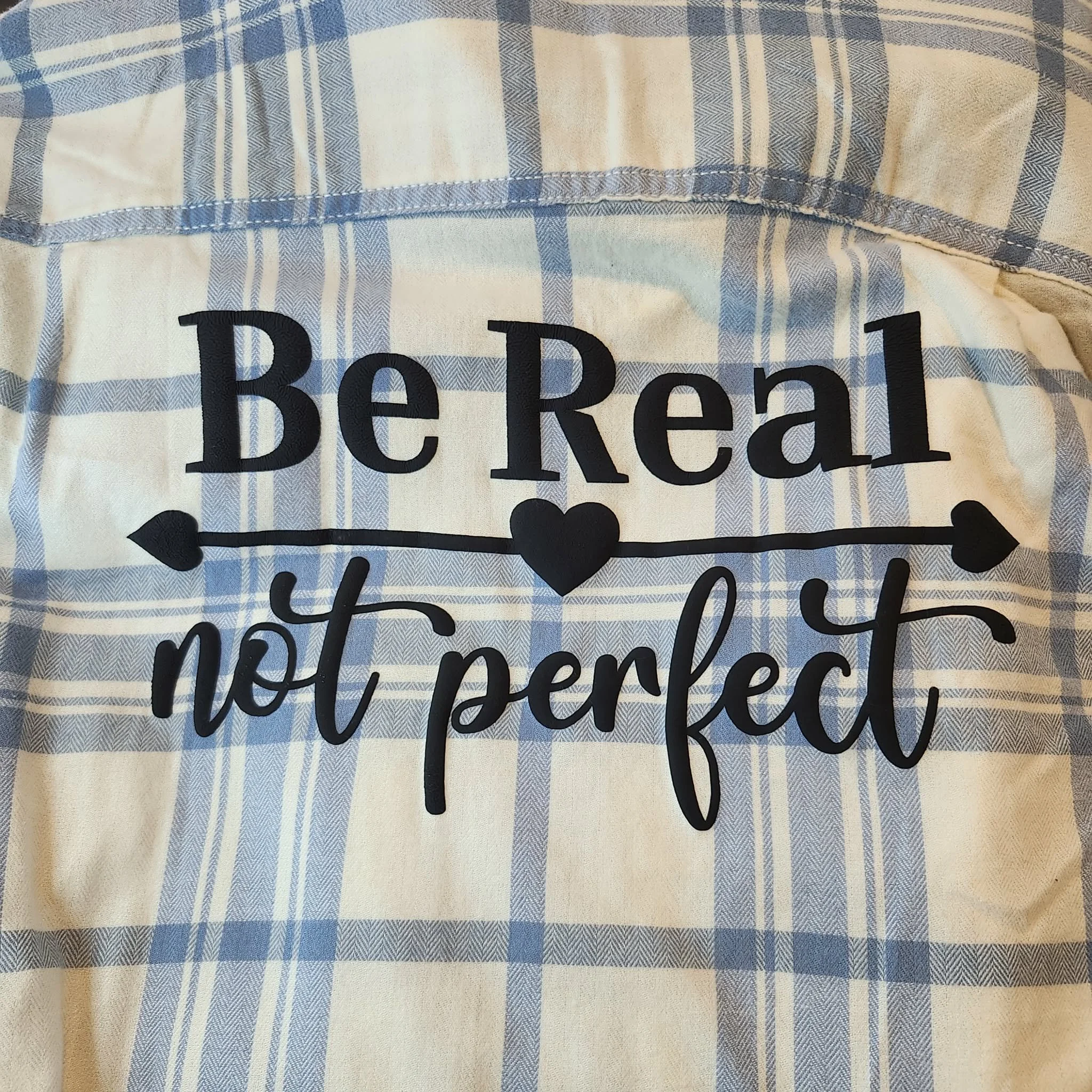 Long Sleeve Flannel, Size L, Be Real Not Perfect, by D.Dawes Designs