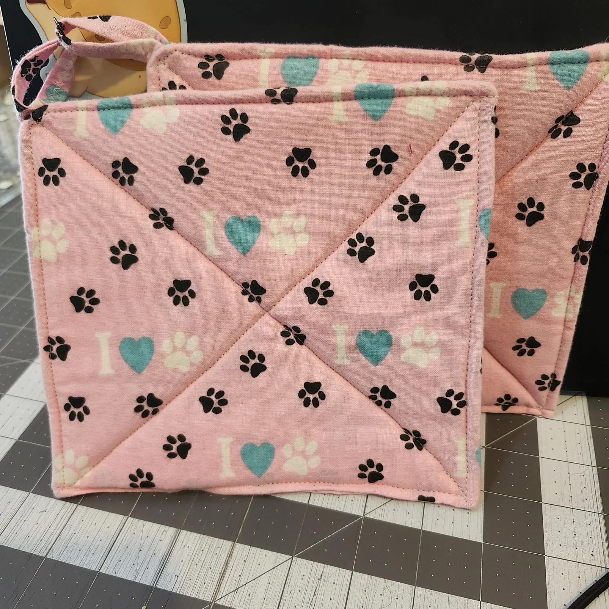 I Love My Dog Pot Holders by Aundrea