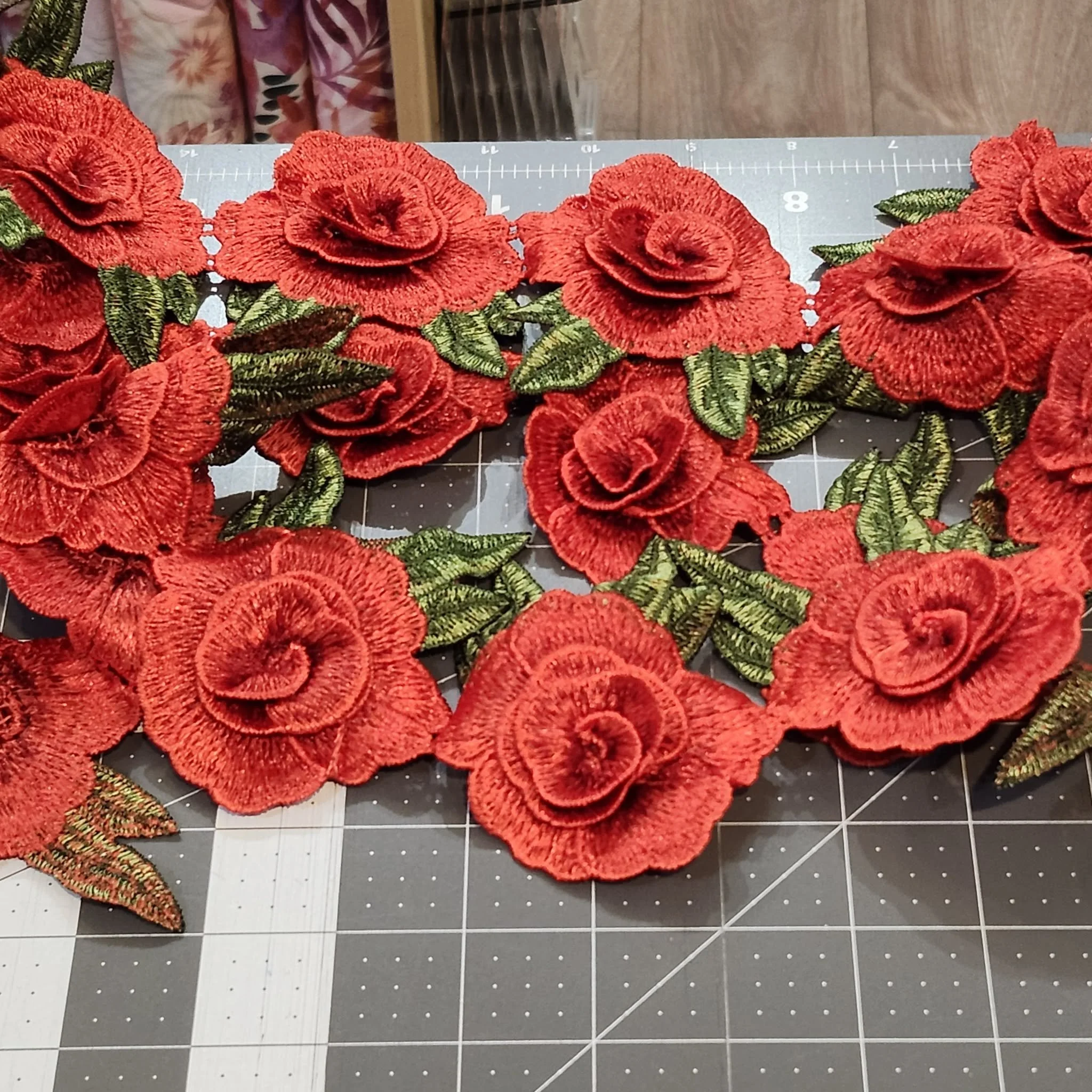 Red Rose Embroidered Patch