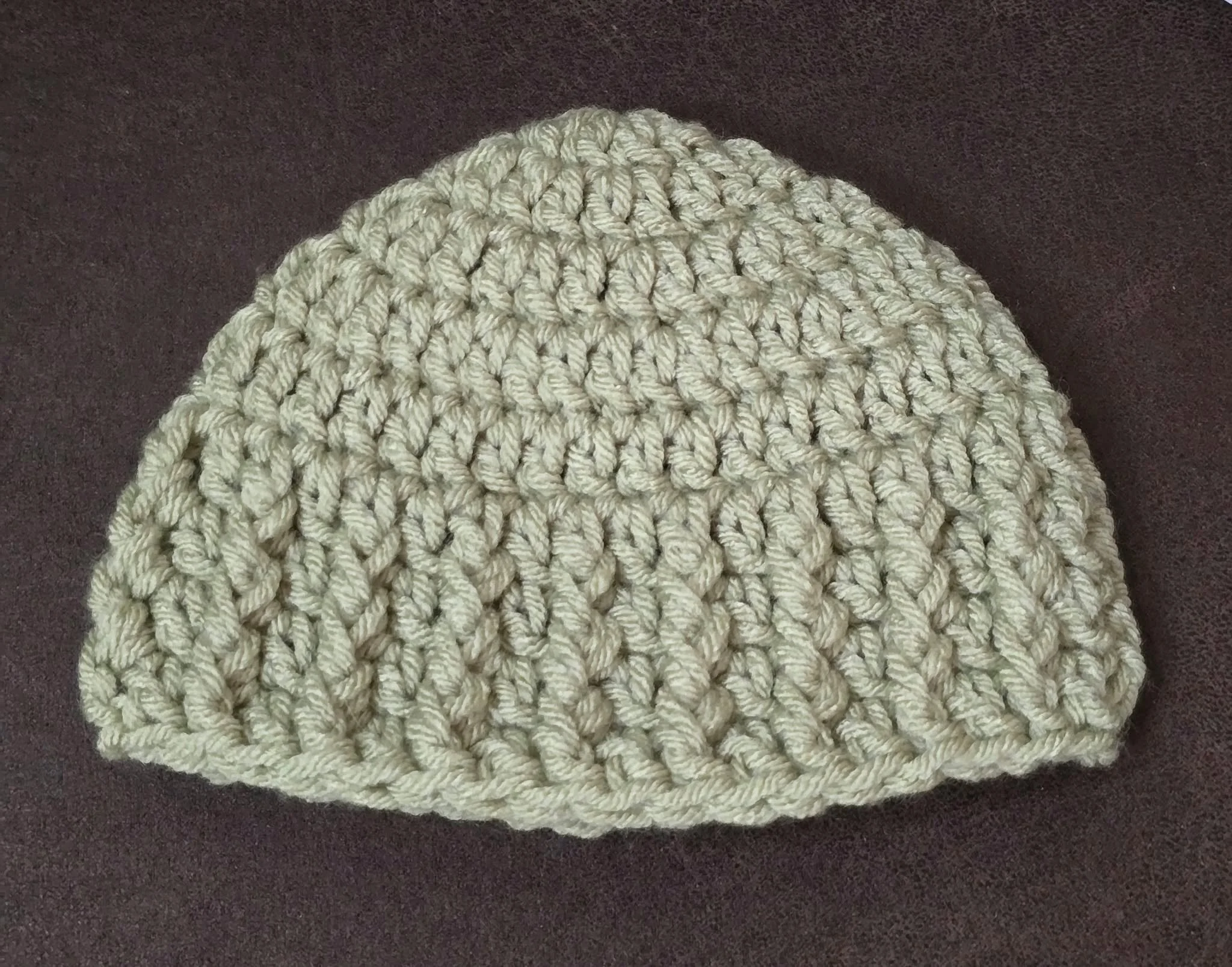Crochet sage newborn baby hat, by Cozy Cabin Crochet and Gifts