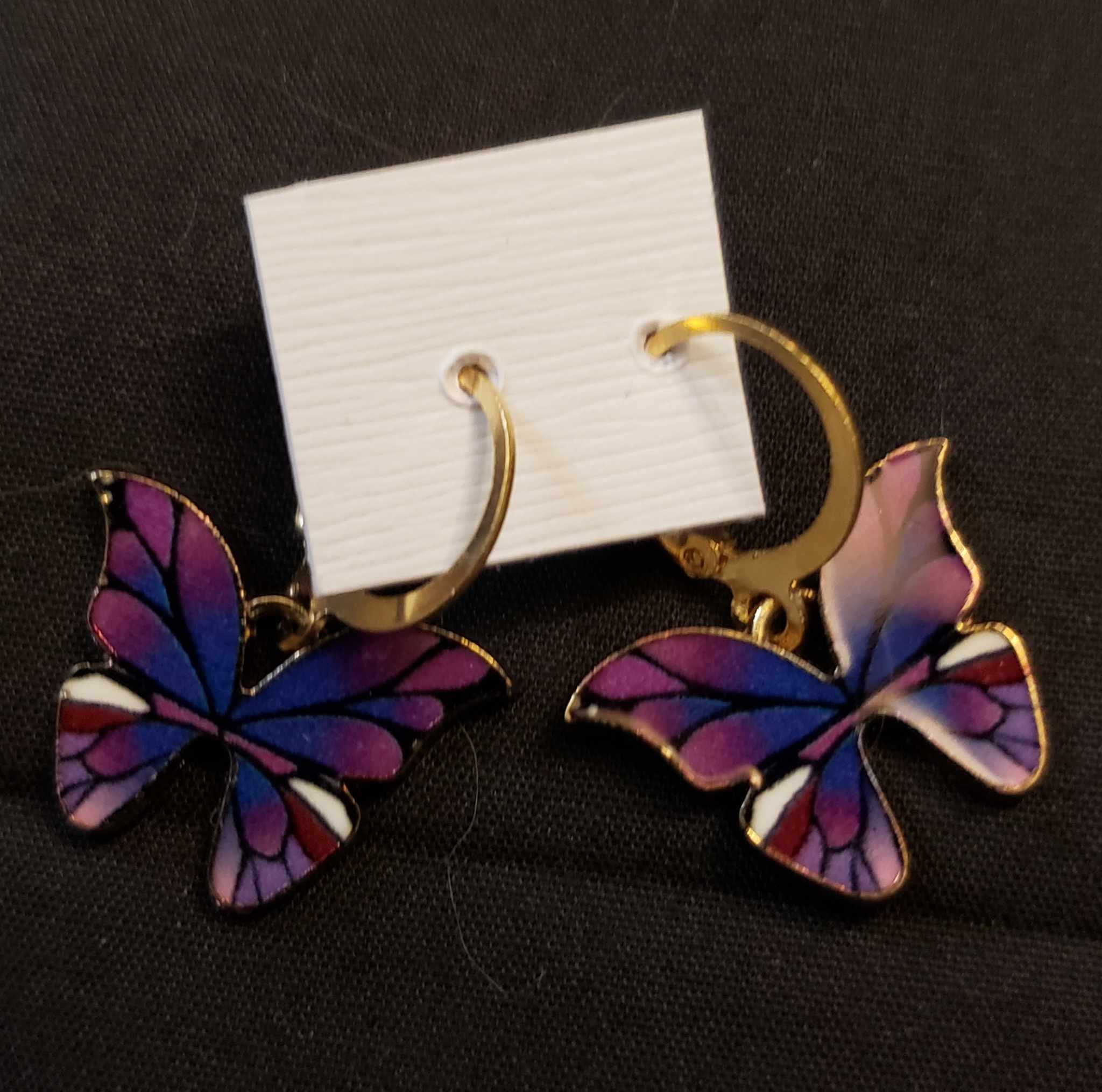 Sterling Silver Purple Butterfly Earrings
