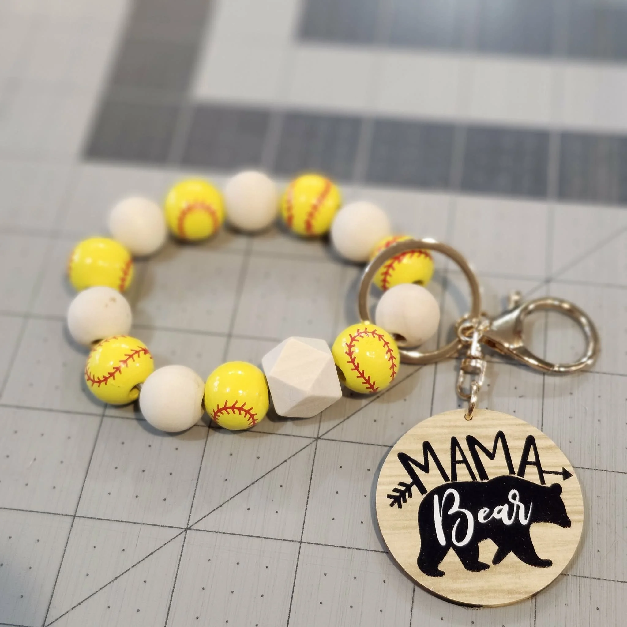 Mama Bear, Softball Mom, Keychain / Bracelet