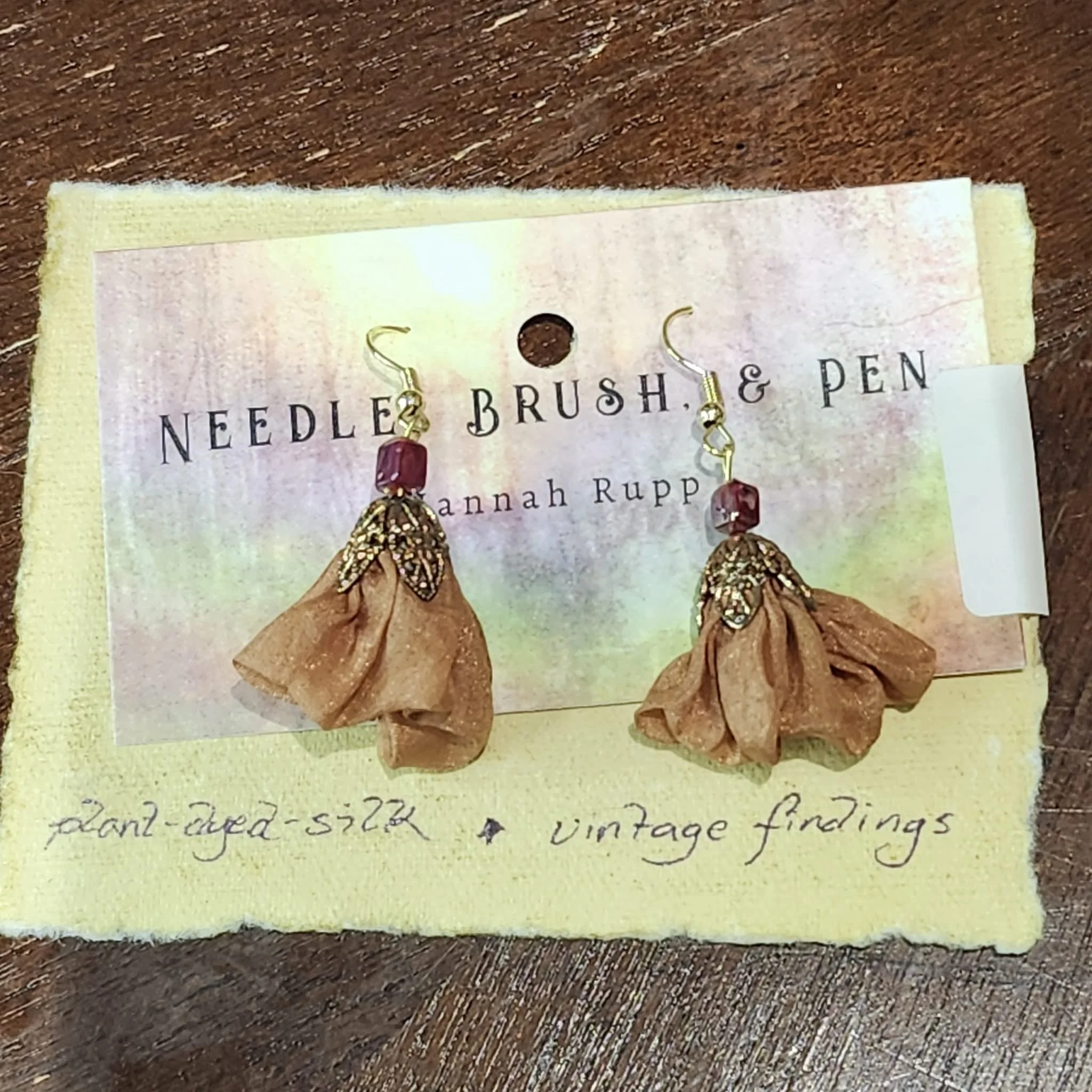 Vintage Styled, Hand Made Earrings by Needle Pen Hand Brush